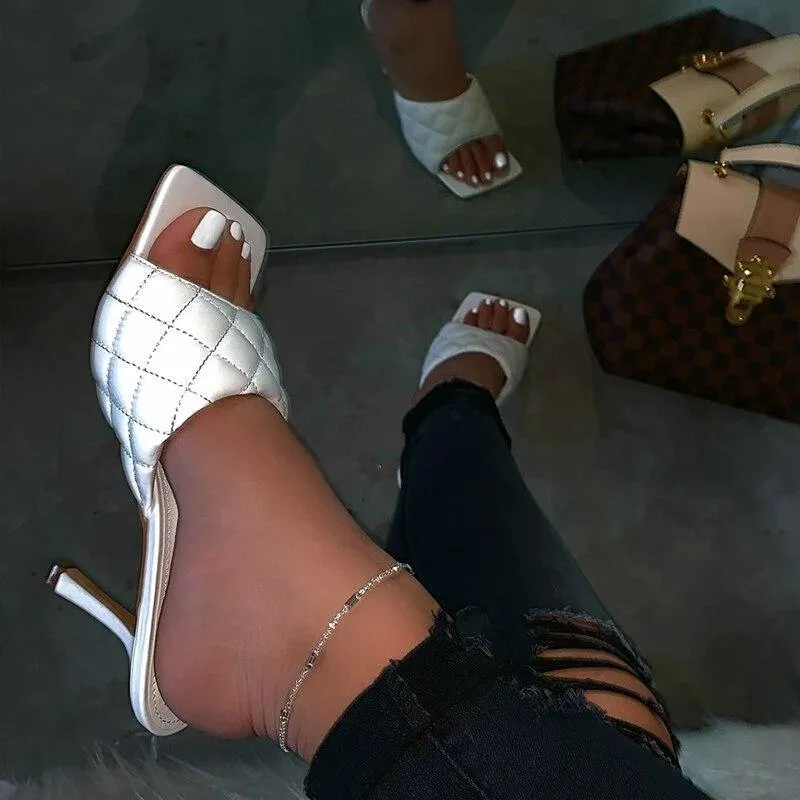 Summer Square Toe Retro Slim Heel