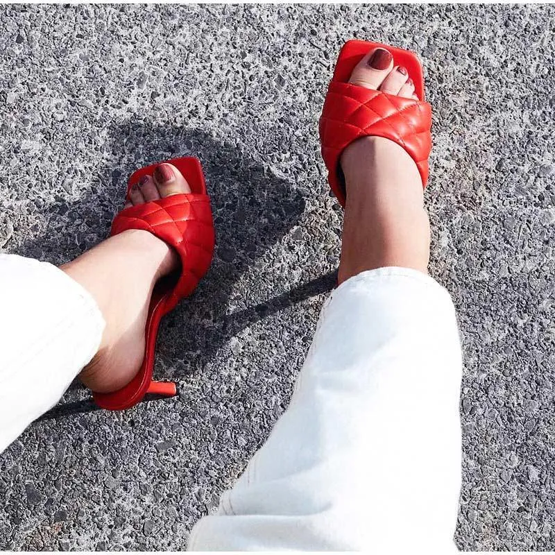 Summer Square Toe Retro Slim Heel
