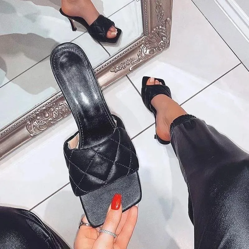 Summer Square Toe Retro Slim Heel