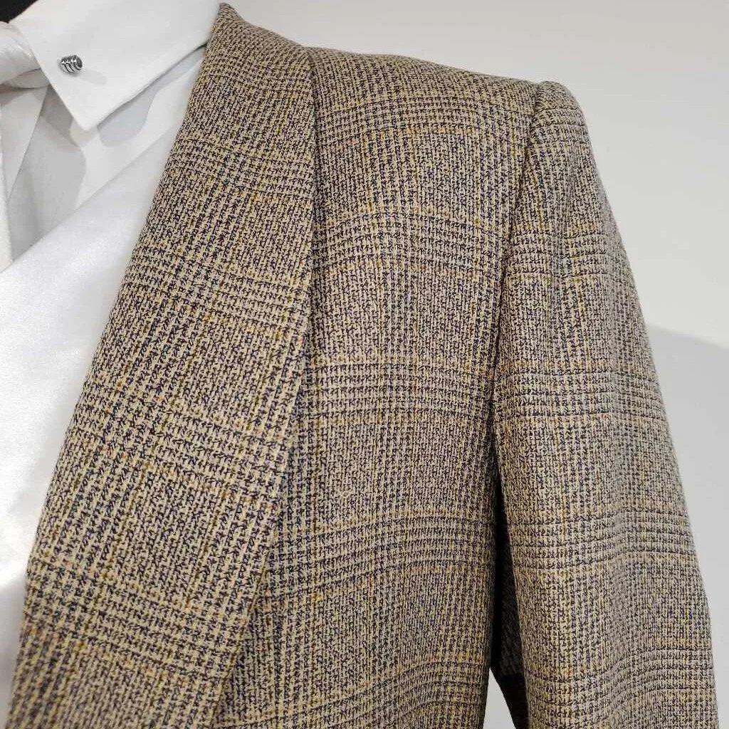 Tan Wool Windowpane Daycoat