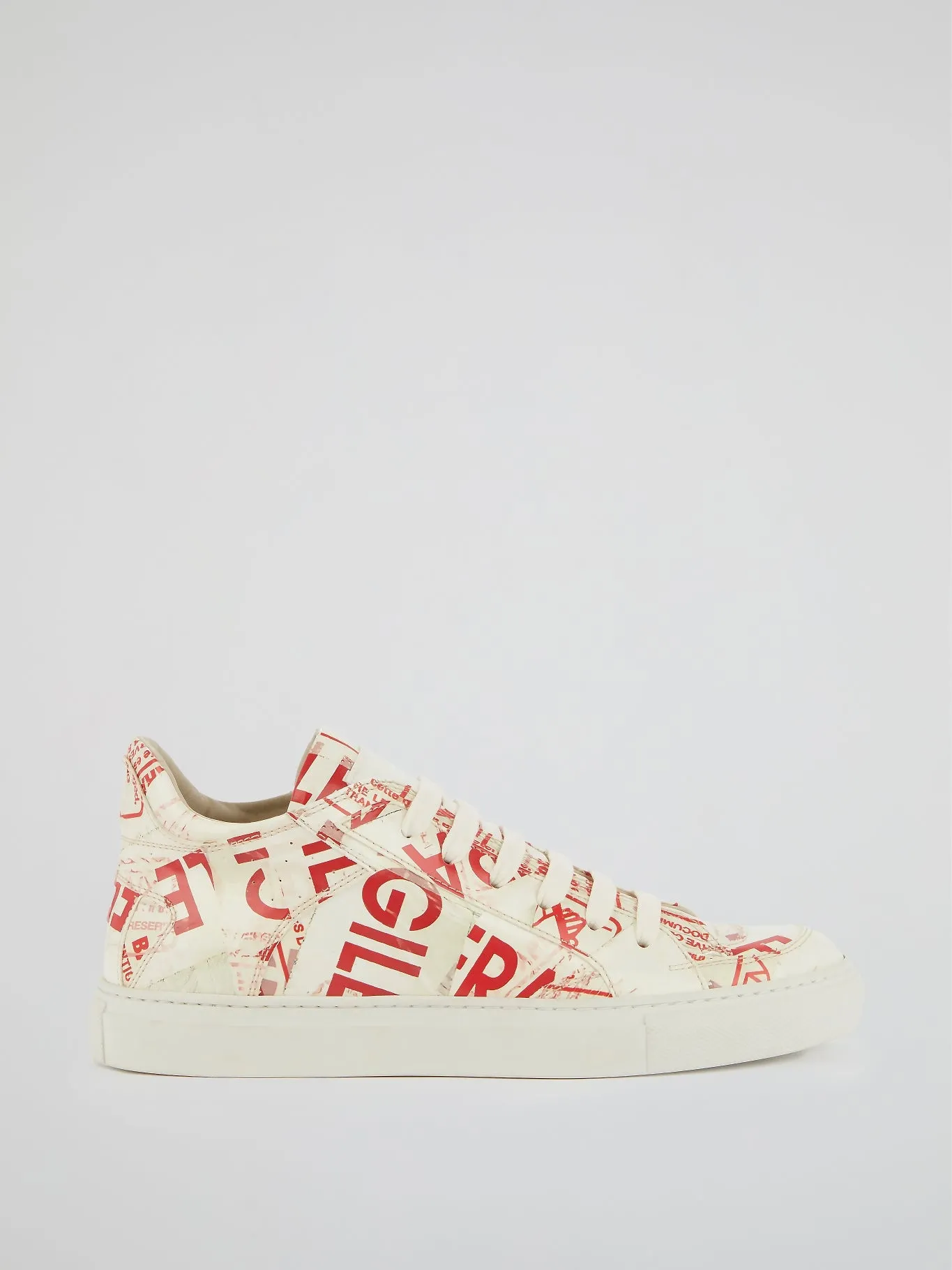 Text Print Lace Up Trainers