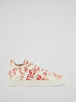 Text Print Lace Up Trainers