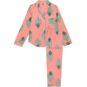Their Nibs Cotton Long Leg Pyjamas - Warm Pink Peacock Feather