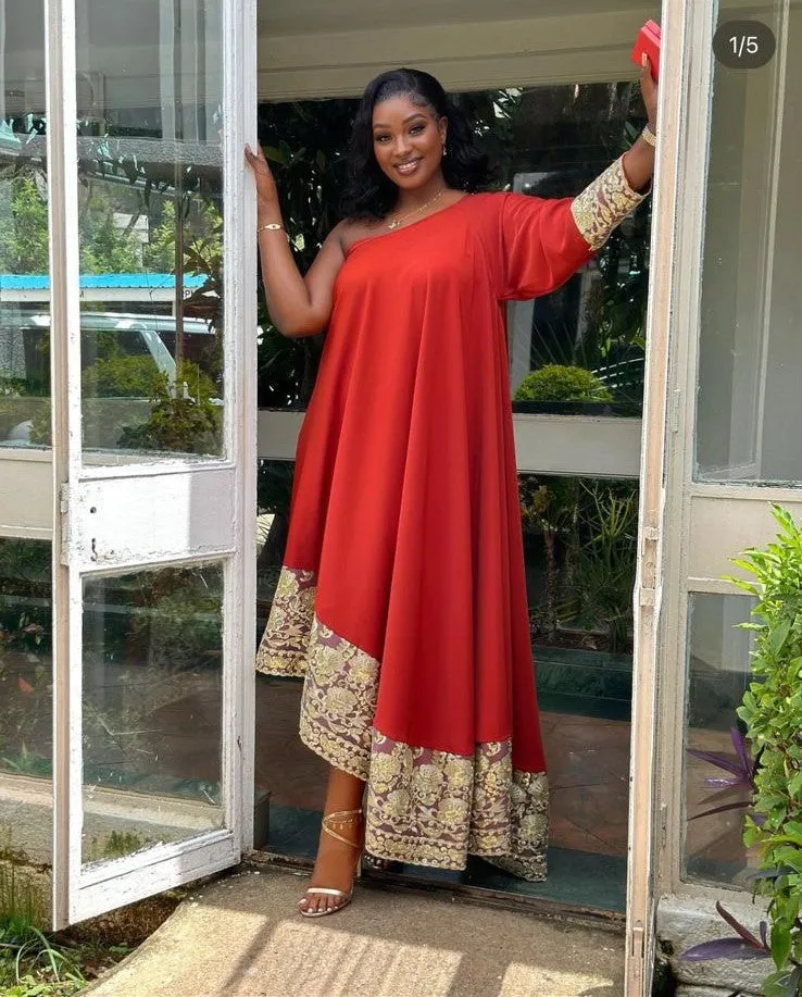 Titimet Arabic Dress - Fire Brown