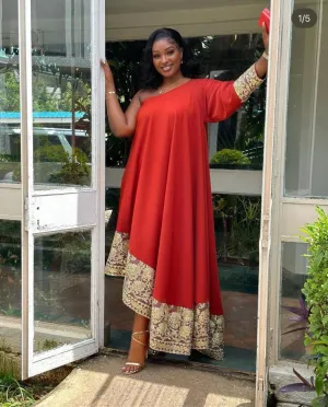 Titimet Arabic Dress - Fire Brown