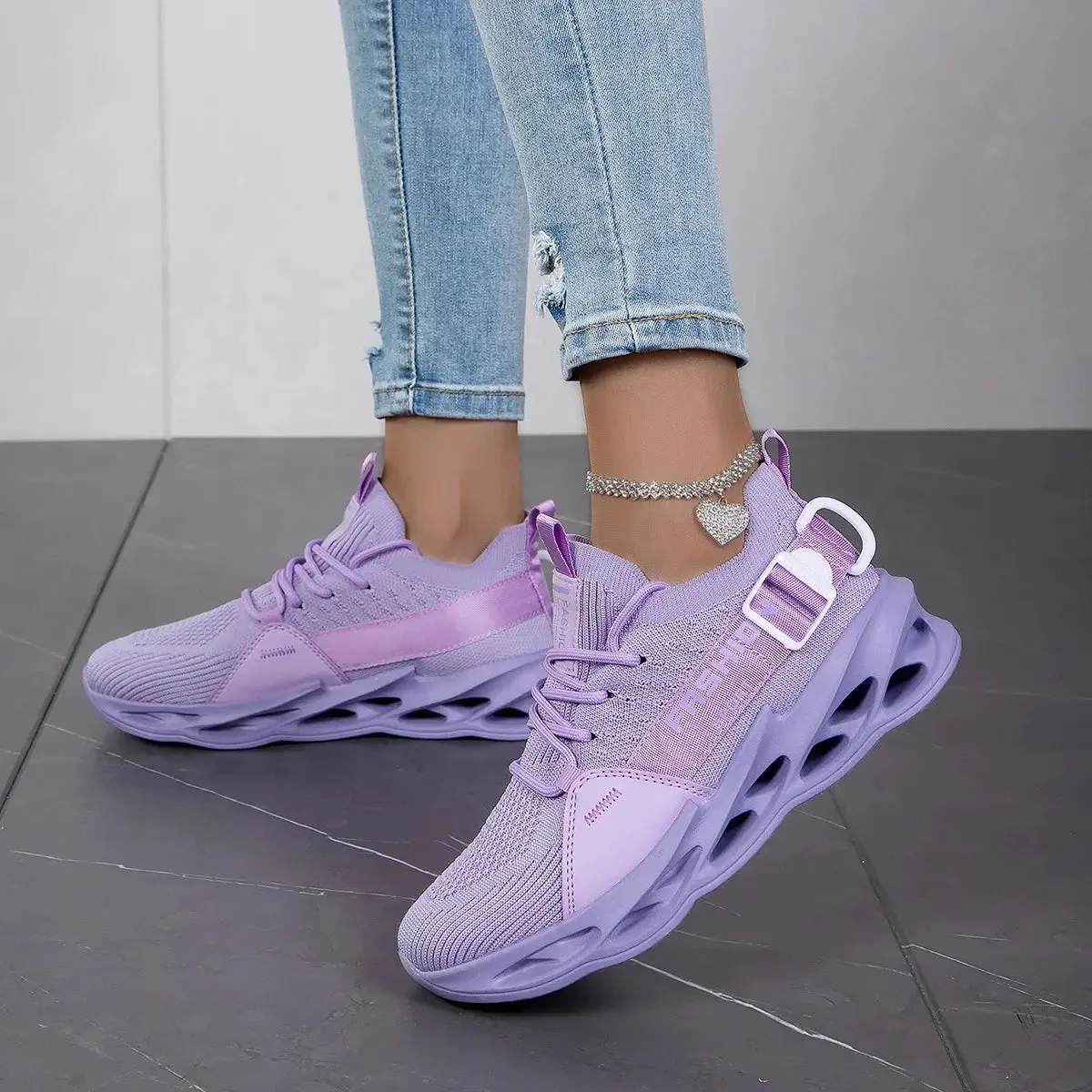 Trendy Pink Running Sneakers Shoes Women Walking Sneakers Breathable Women's Sports Shoes Lightweight Women's Sneakers Outdoor