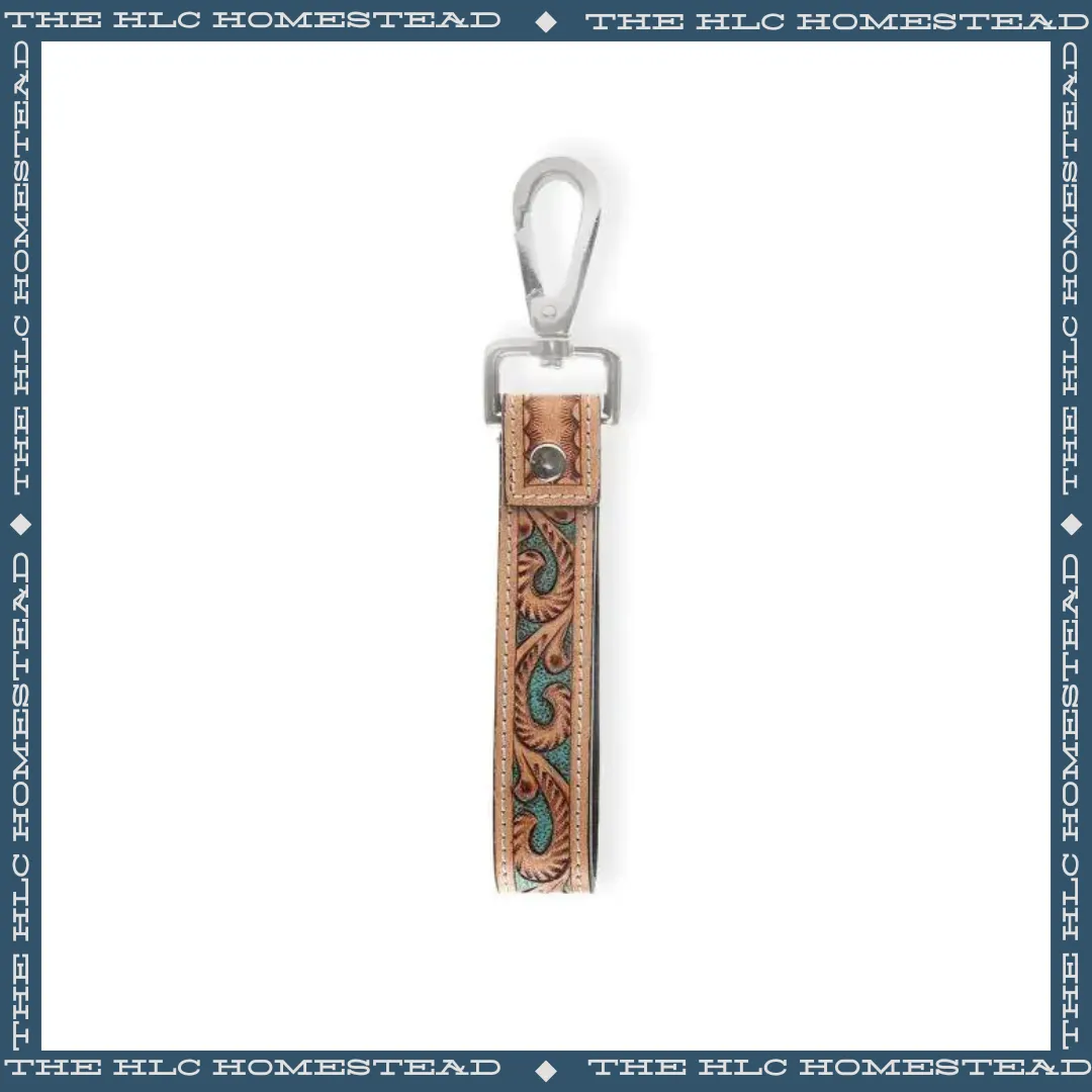 Turquoise and Hide Keychain