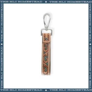 Turquoise and Hide Keychain