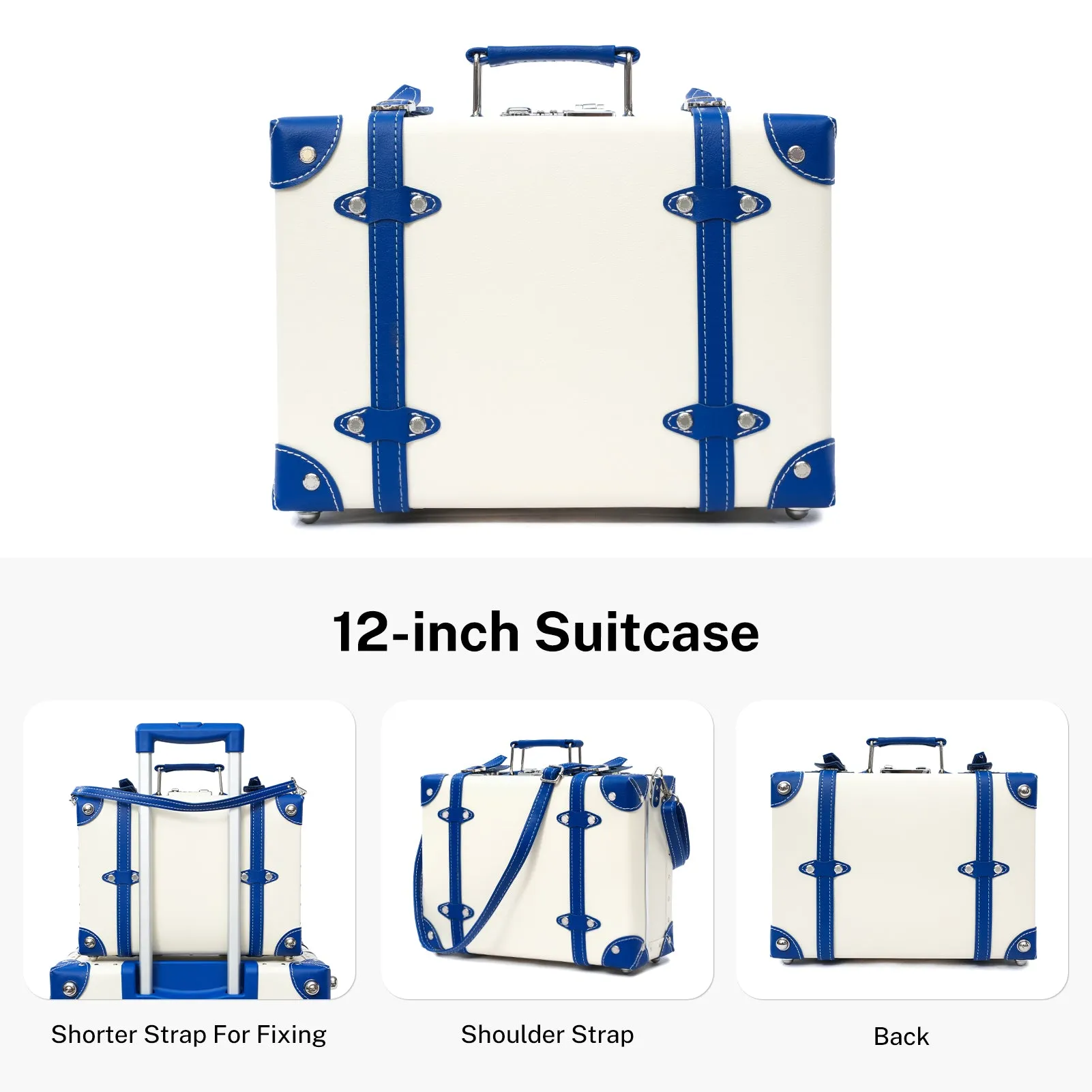 urecity Vintage Leather-Trimmed Luggage Set