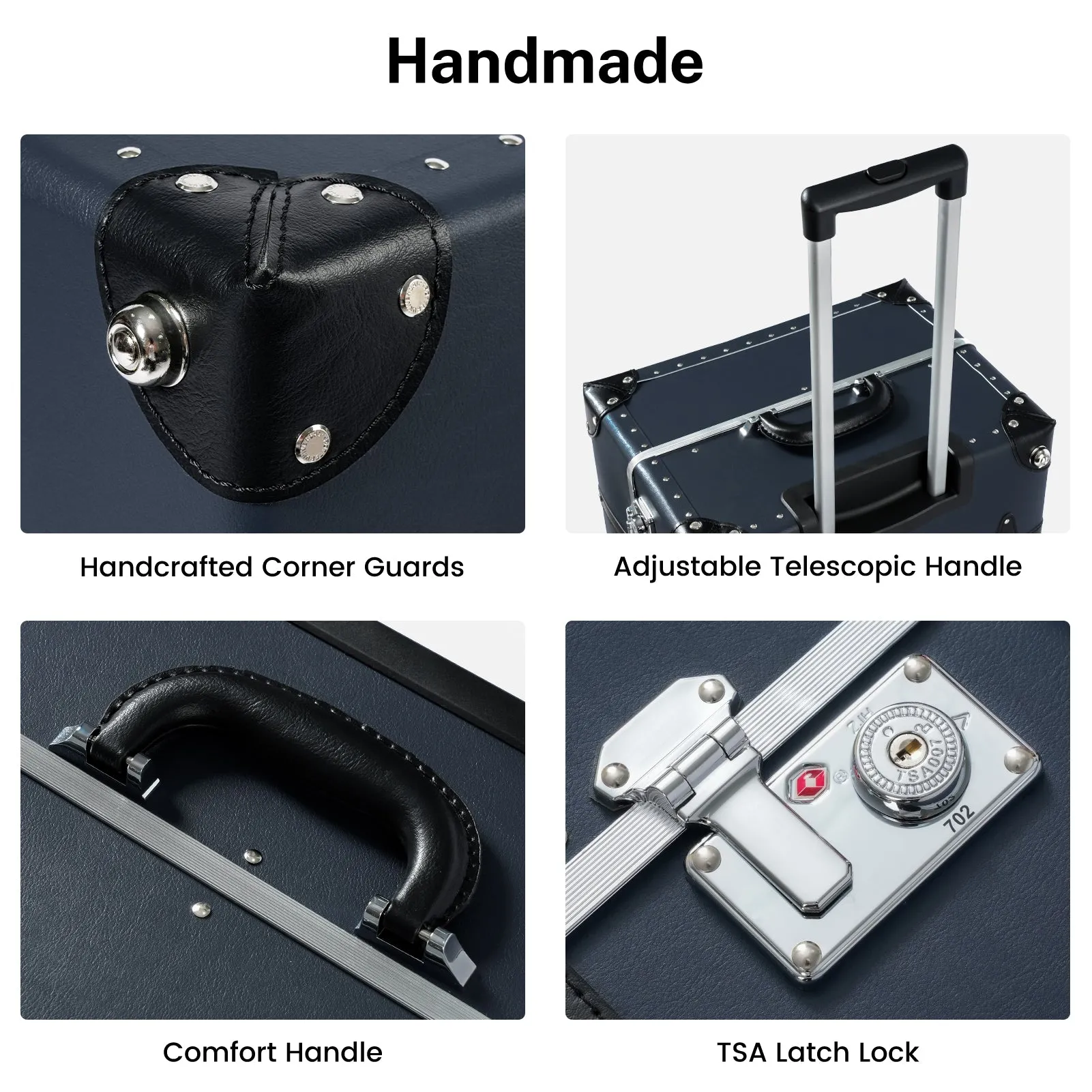 urecity Vintage Leather-Trimmed Luggage Set