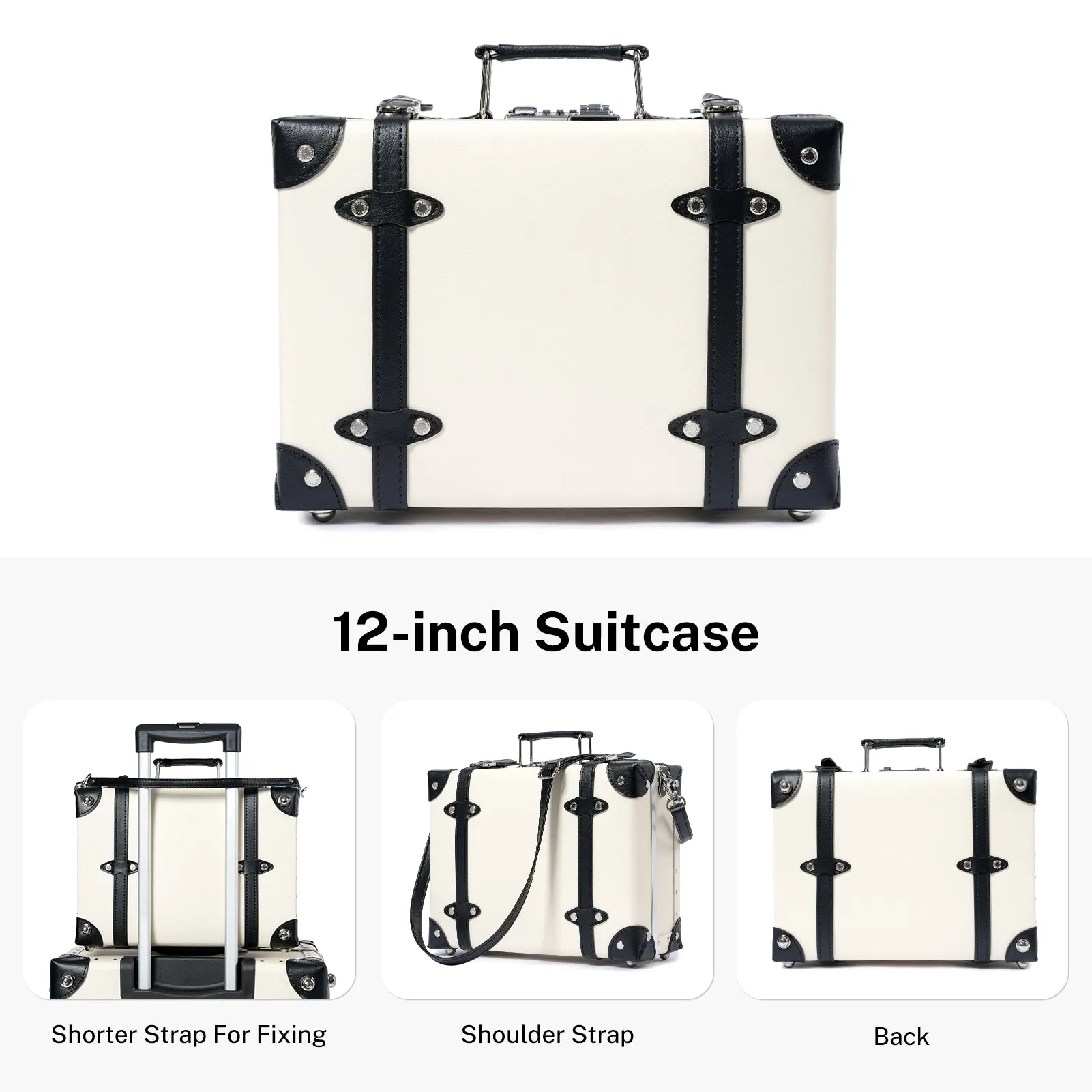 urecity Vintage Leather-Trimmed Luggage Set