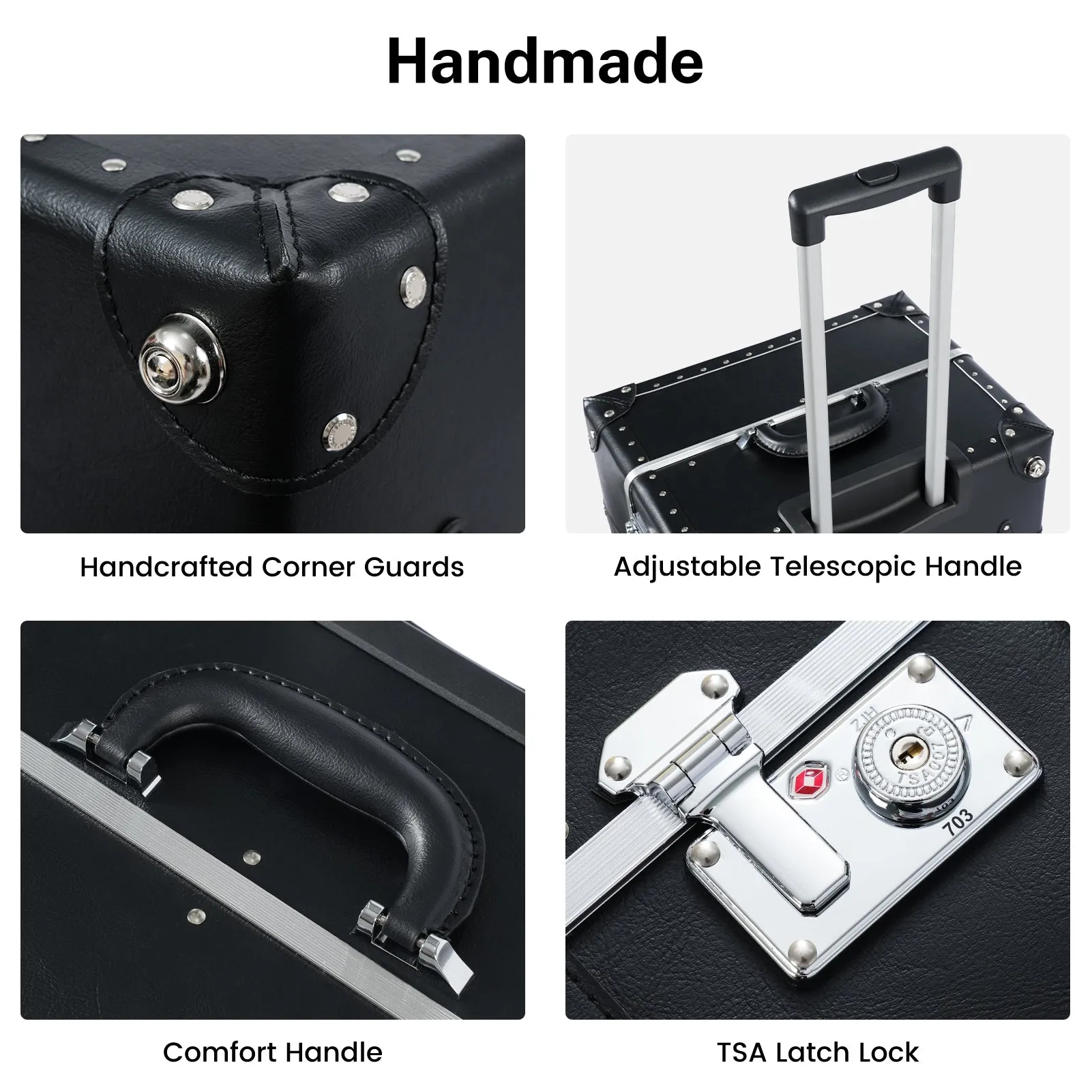 urecity Vintage Leather-Trimmed Luggage Set