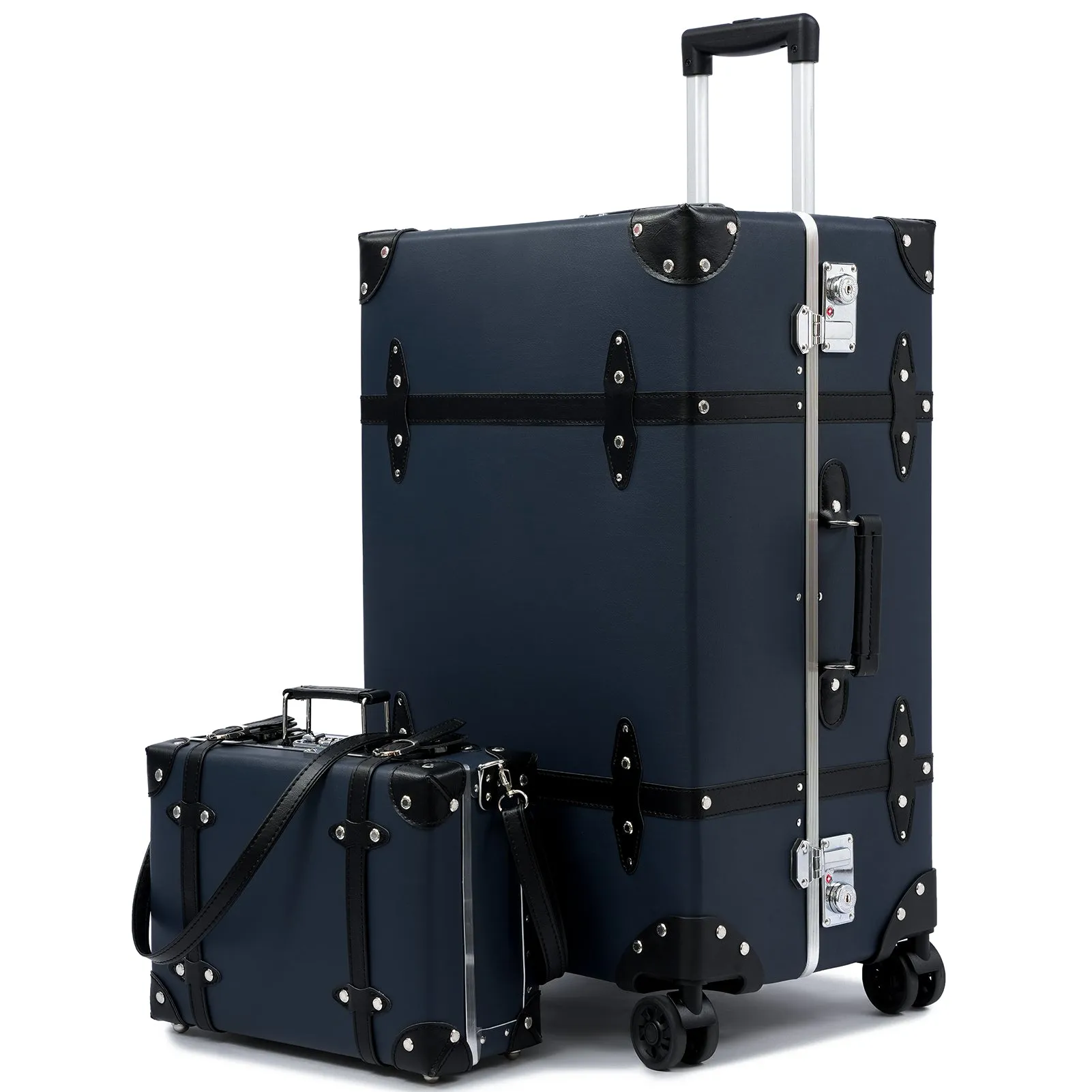 urecity Vintage Leather-Trimmed Luggage Set