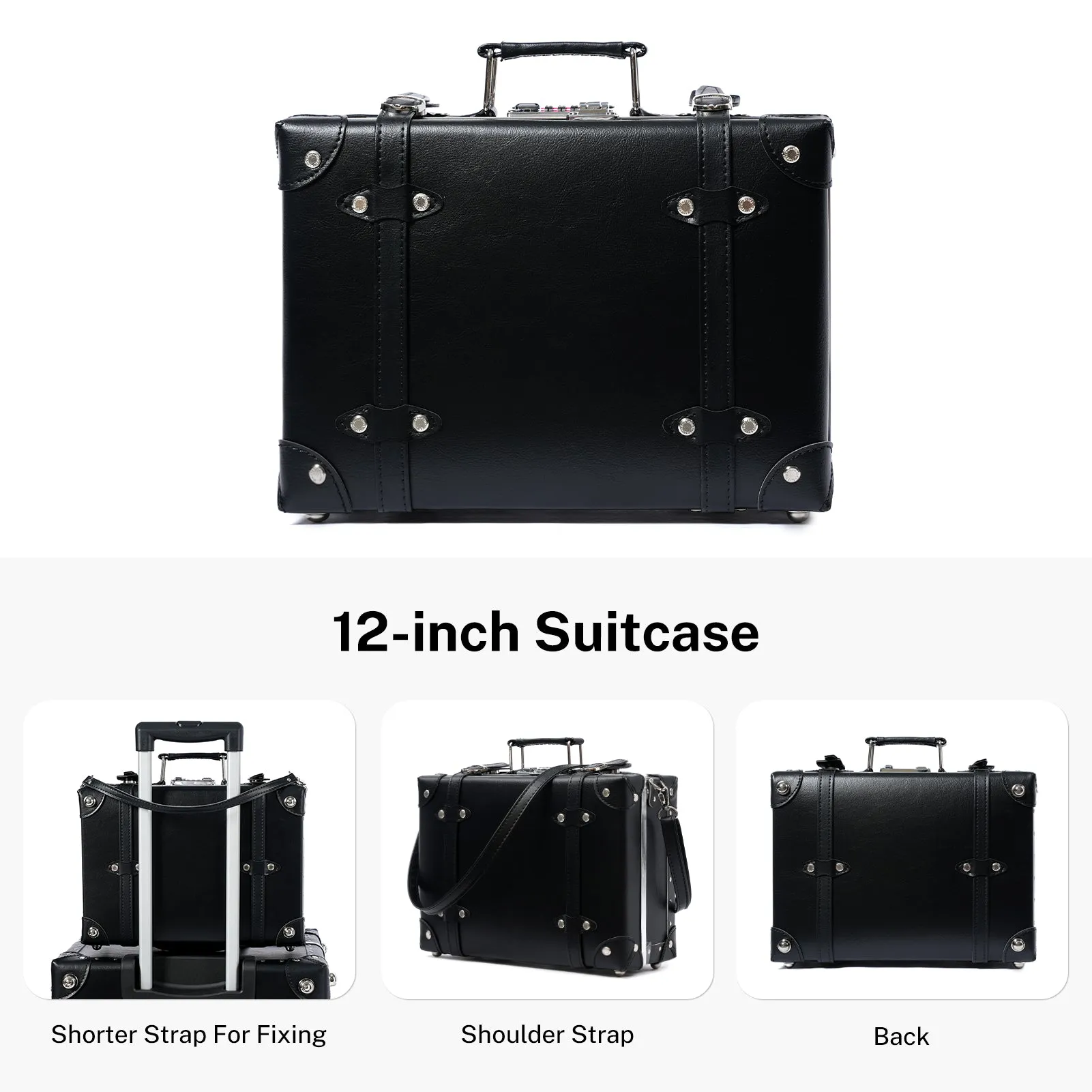 urecity Vintage Leather-Trimmed Luggage Set