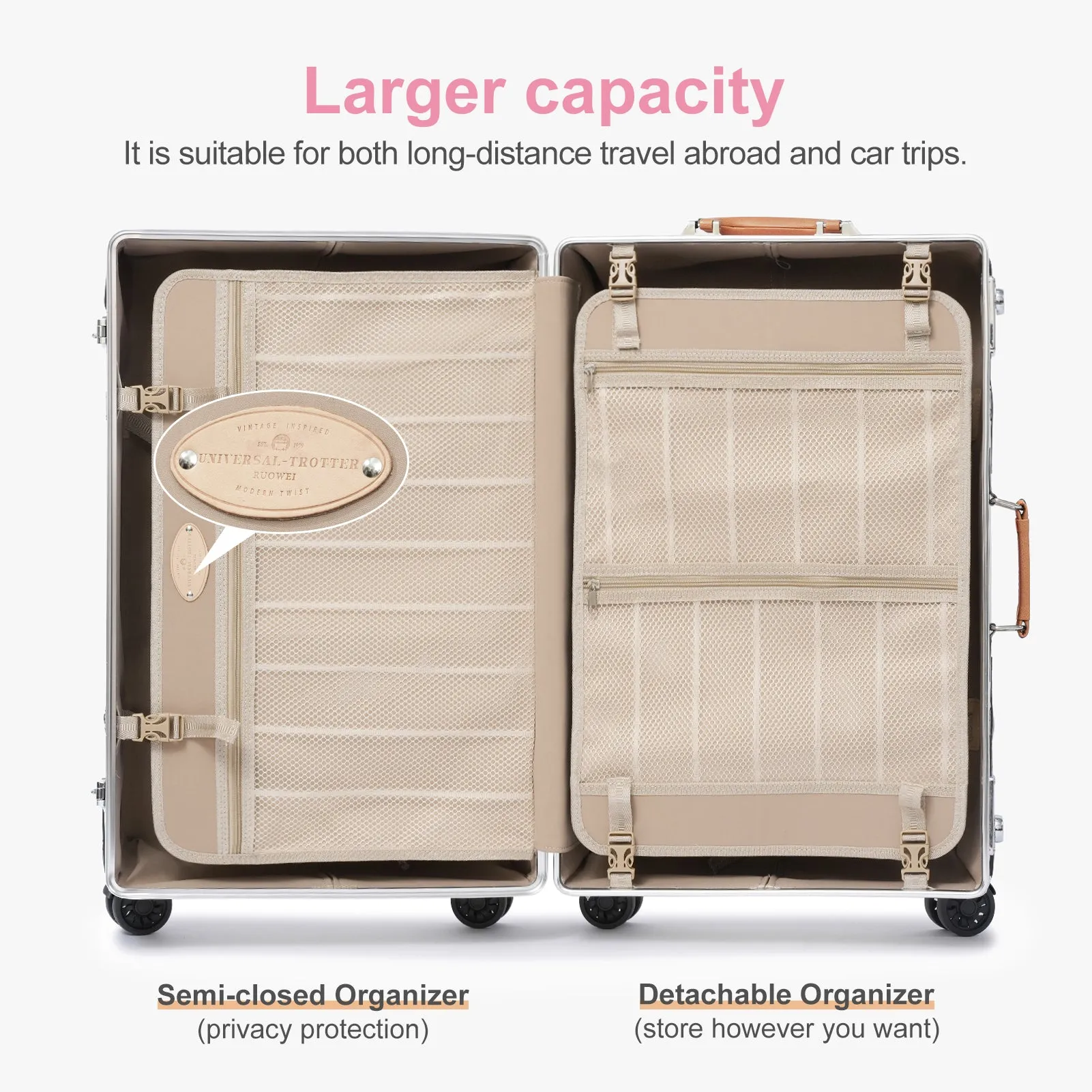 urecity Vintage Leather-Trimmed Luggage Set