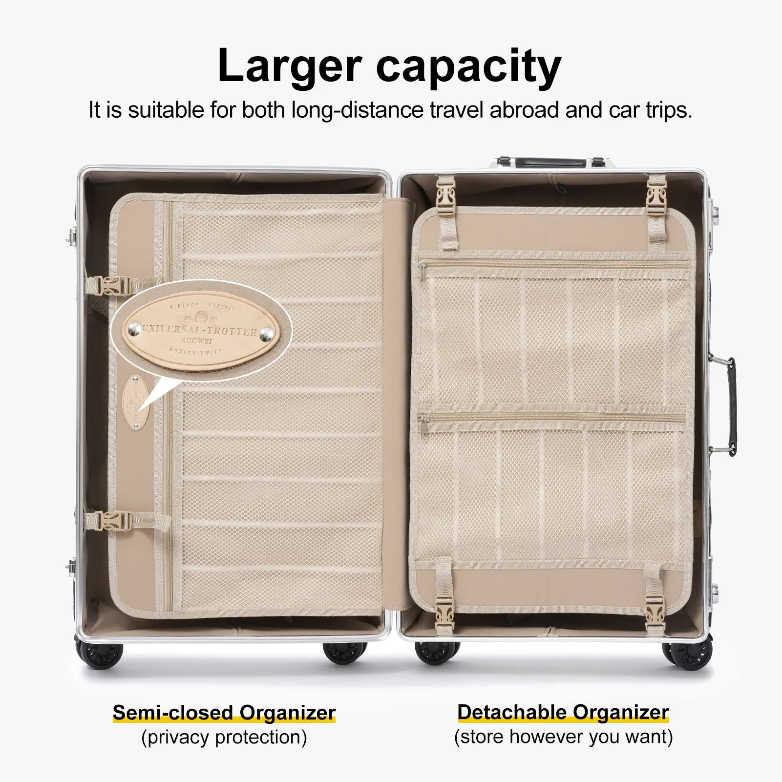 urecity Vintage Leather-Trimmed Luggage Set