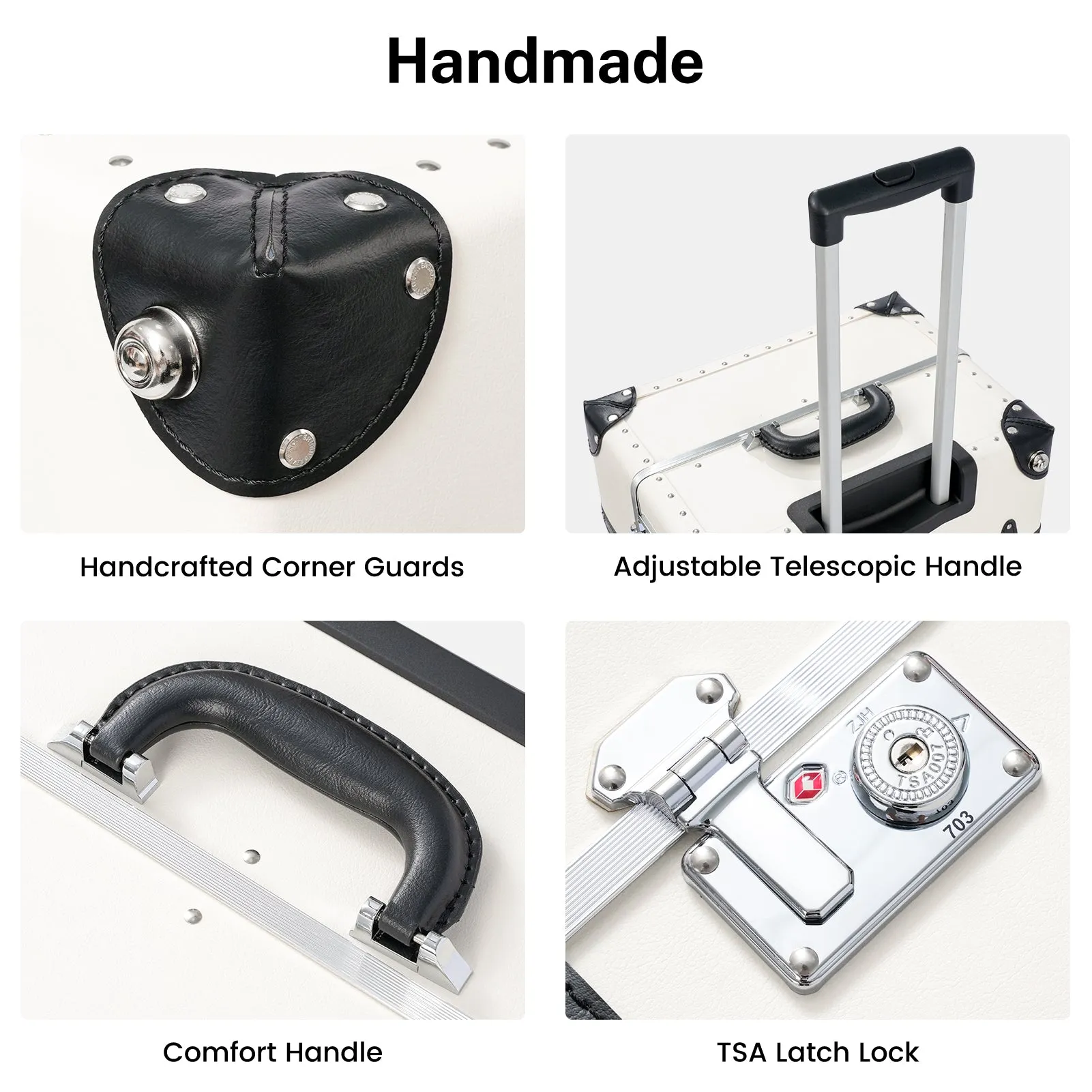 urecity Vintage Leather-Trimmed Luggage Set