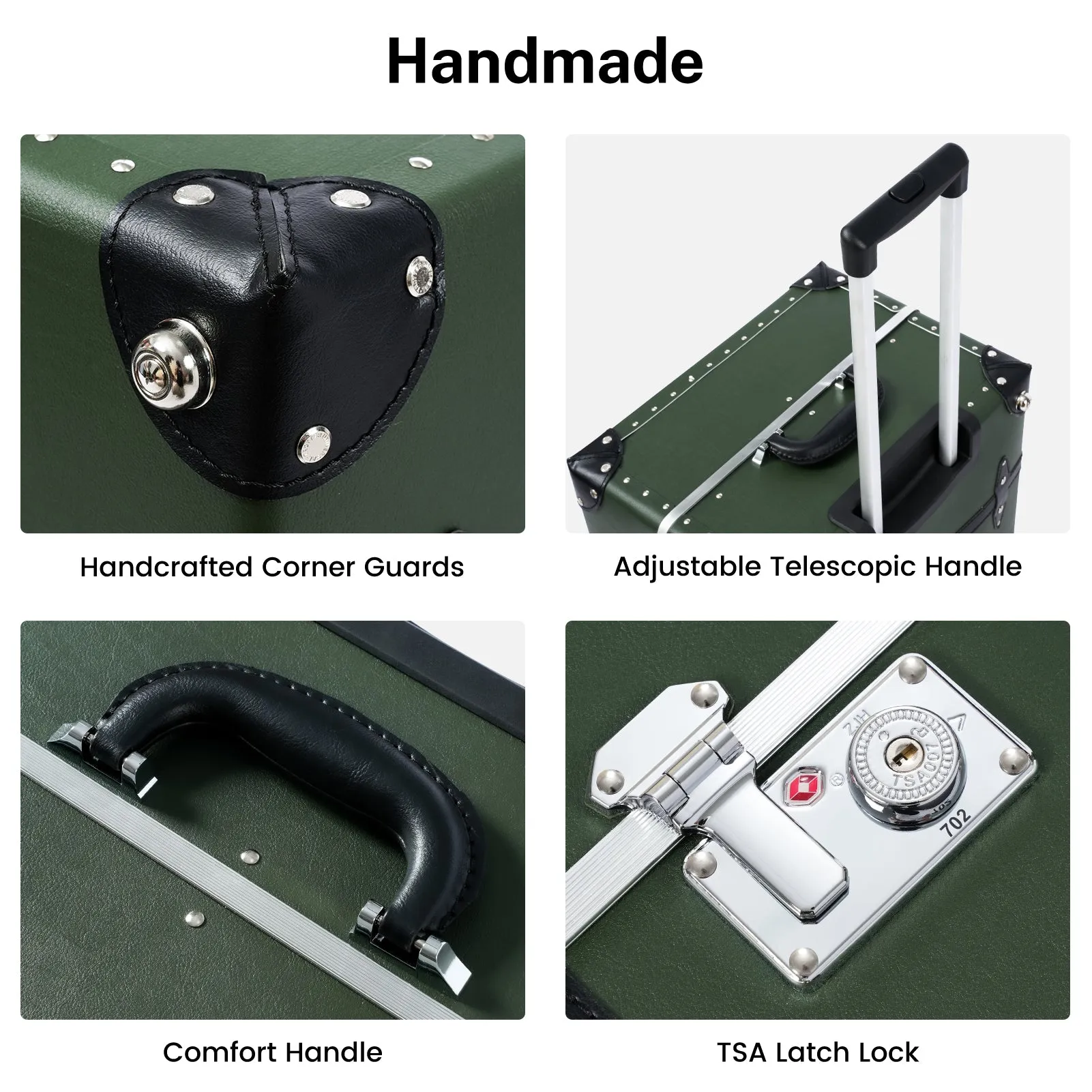 urecity Vintage Leather-Trimmed Luggage Set