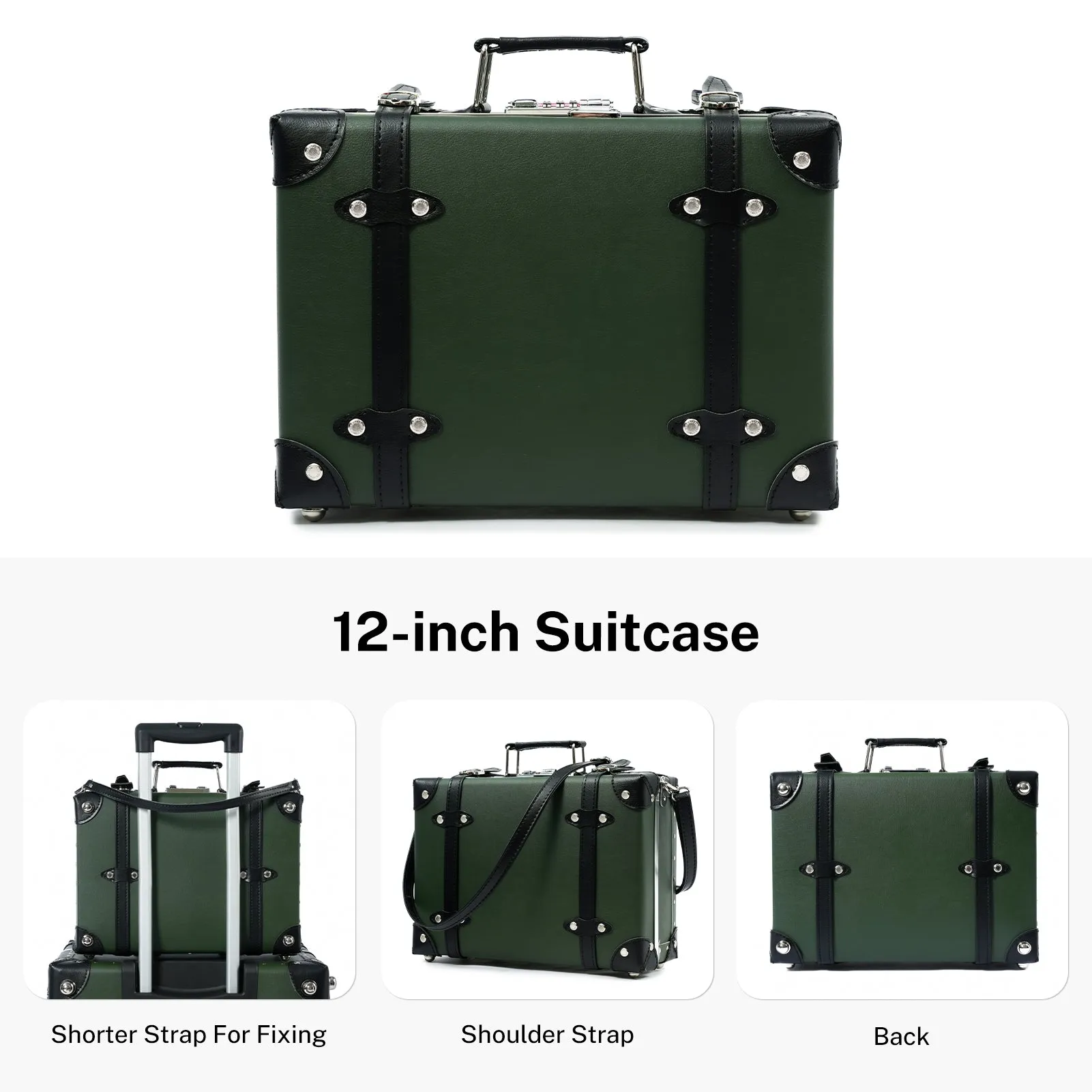 urecity Vintage Leather-Trimmed Luggage Set