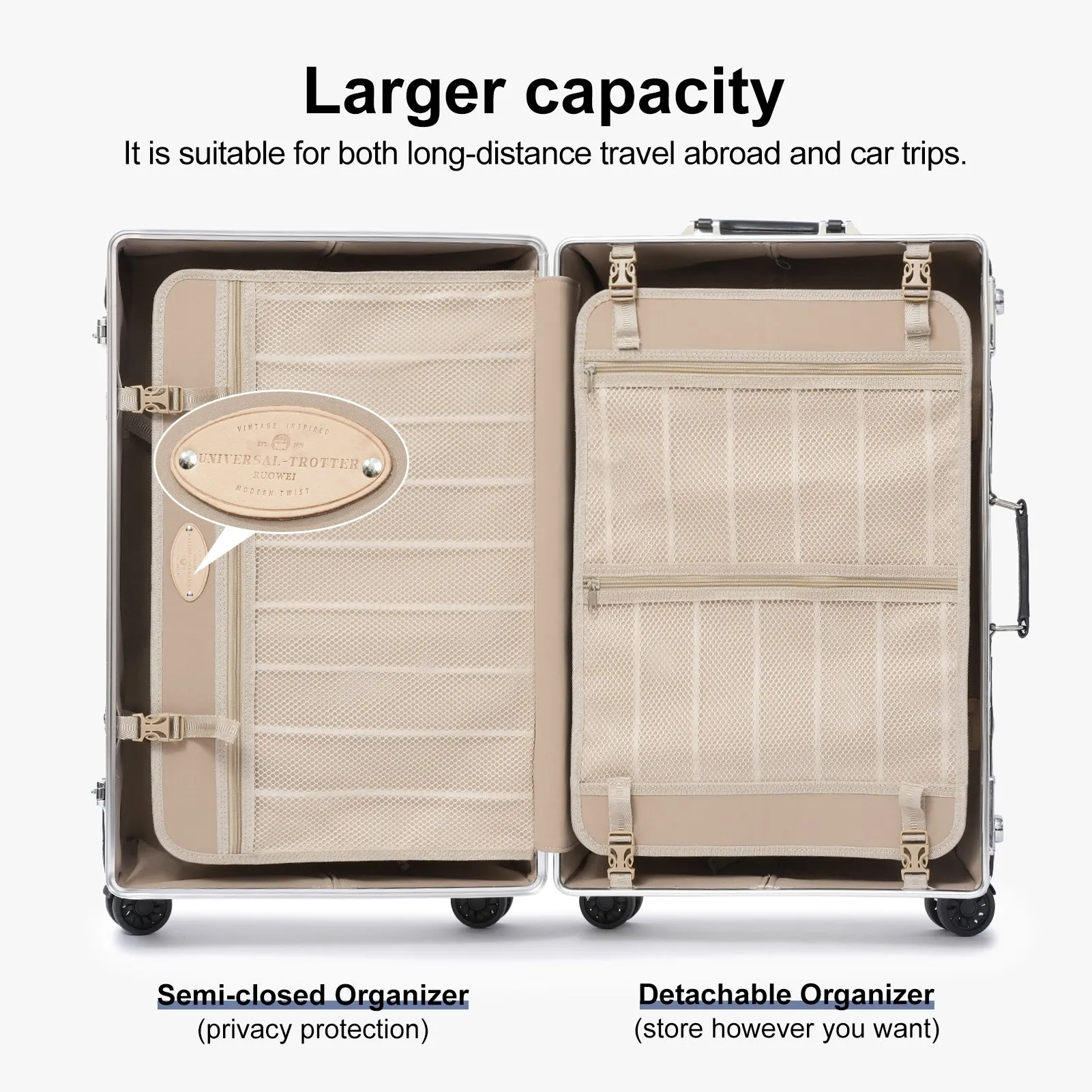 urecity Vintage Leather-Trimmed Luggage Set