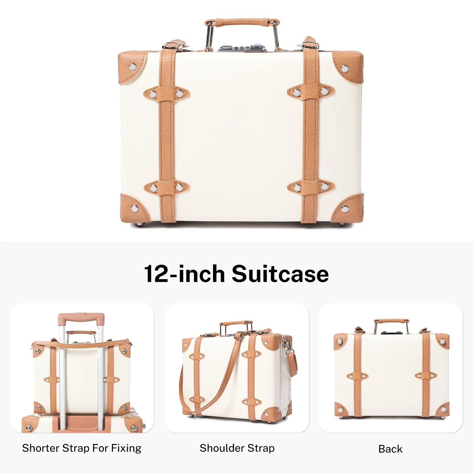 urecity Vintage Leather-Trimmed Luggage Set