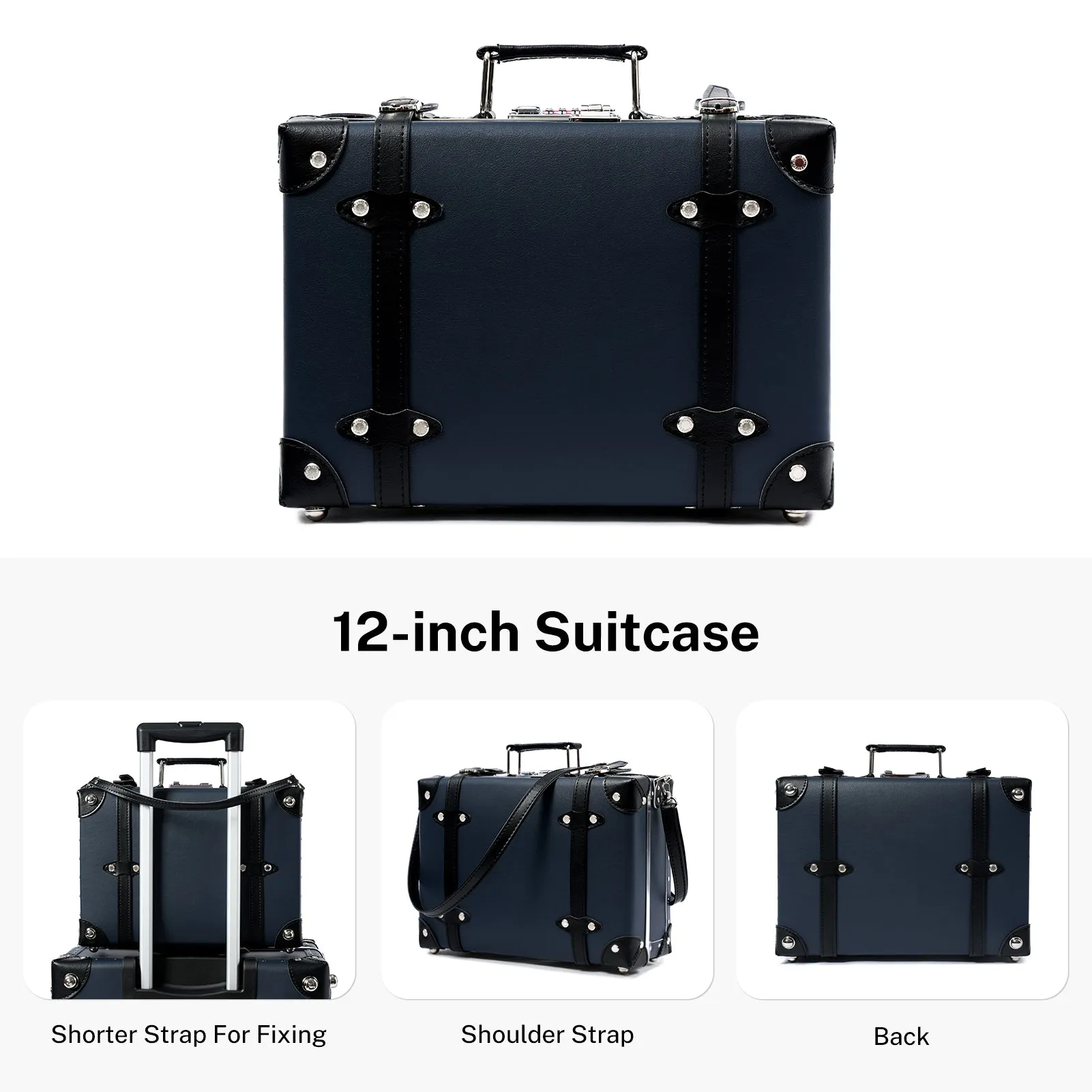 urecity Vintage Leather-Trimmed Luggage Set