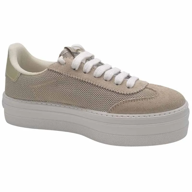 Victoria Womens Gold Lace-up Fashion Trainer - 1092174