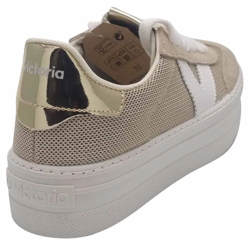 Victoria Womens Gold Lace-up Fashion Trainer - 1092174