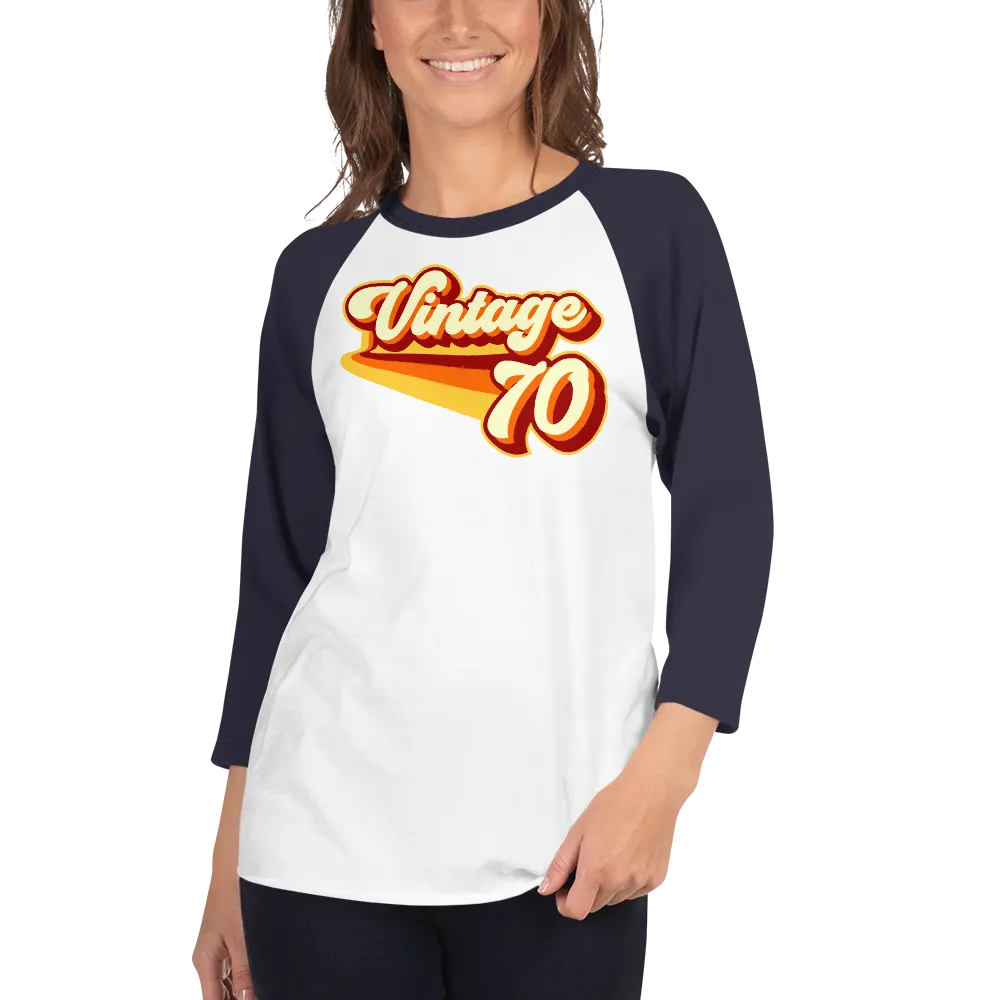 Vintage 1970 Warm Retro Lines 3/4 sleeve raglan shirt