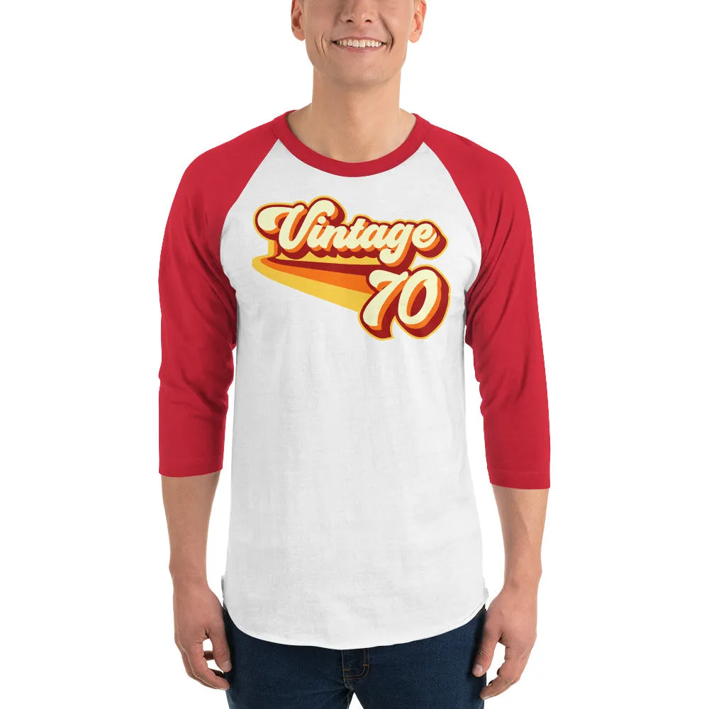 Vintage 1970 Warm Retro Lines 3/4 sleeve raglan shirt