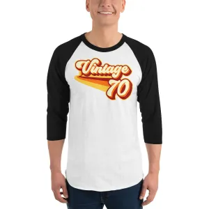 Vintage 1970 Warm Retro Lines 3/4 sleeve raglan shirt