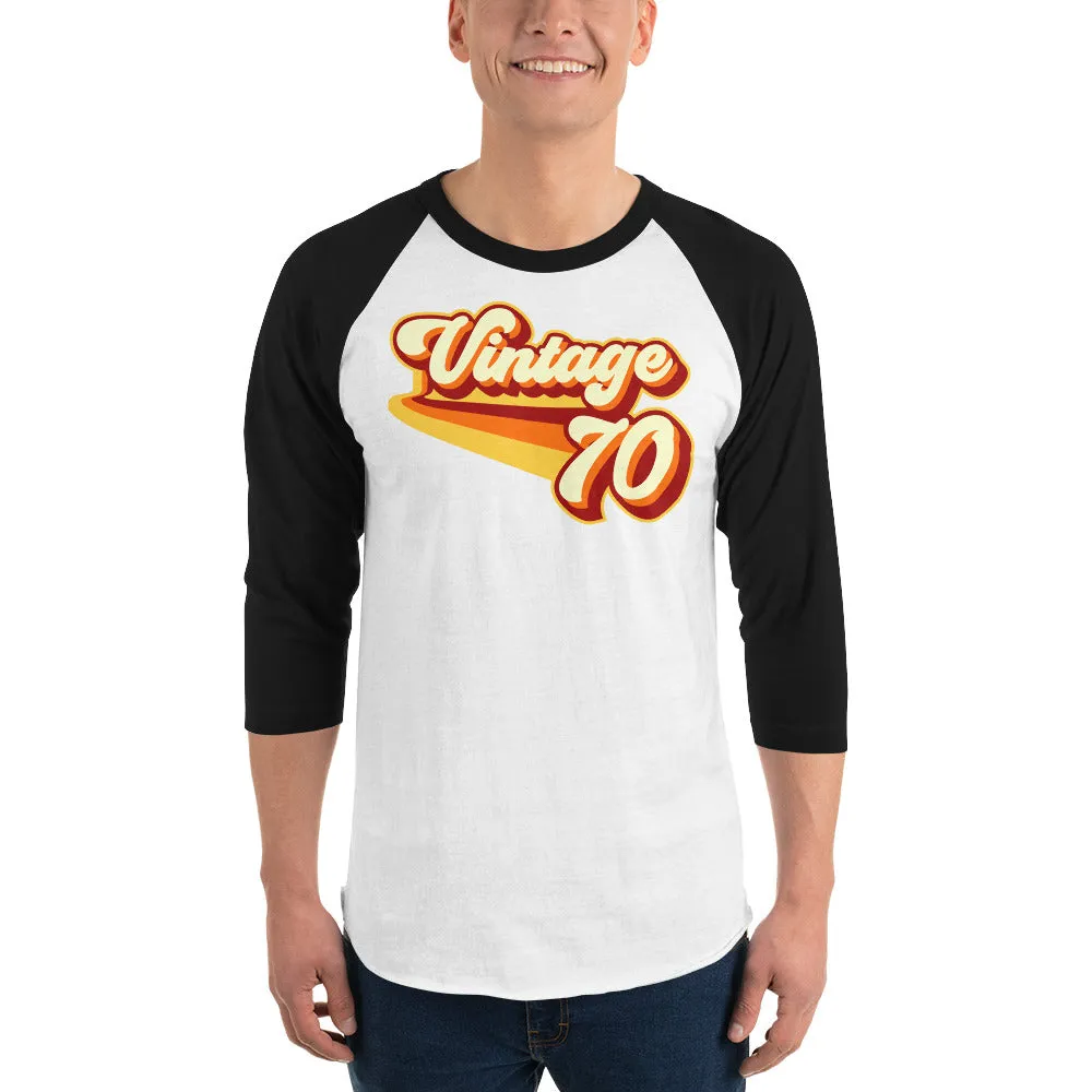 Vintage 1970 Warm Retro Lines 3/4 sleeve raglan shirt