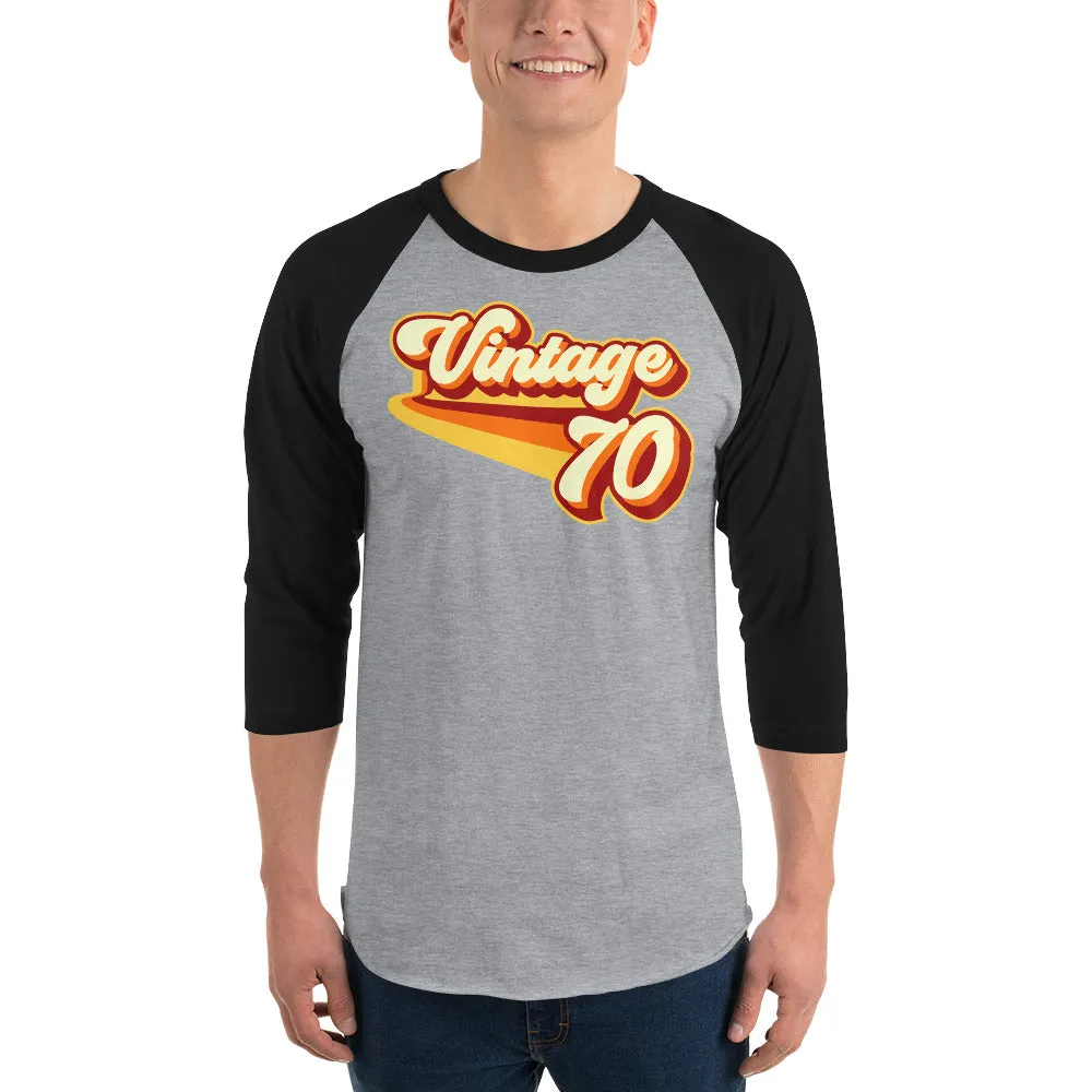 Vintage 1970 Warm Retro Lines 3/4 sleeve raglan shirt
