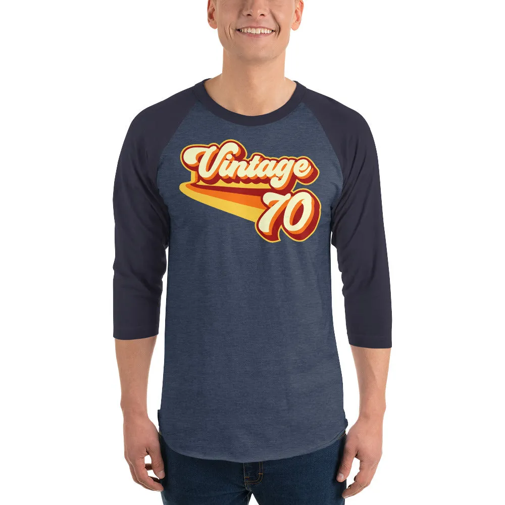 Vintage 1970 Warm Retro Lines 3/4 sleeve raglan shirt