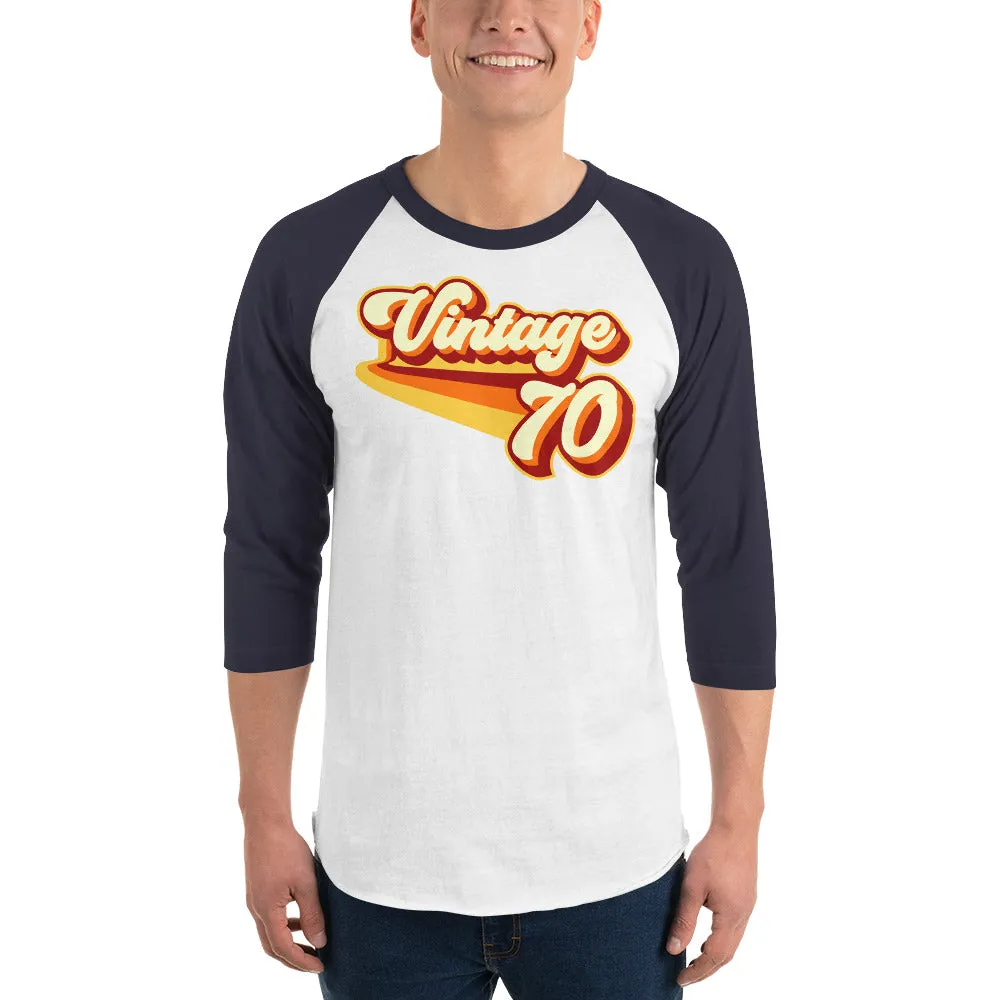 Vintage 1970 Warm Retro Lines 3/4 sleeve raglan shirt
