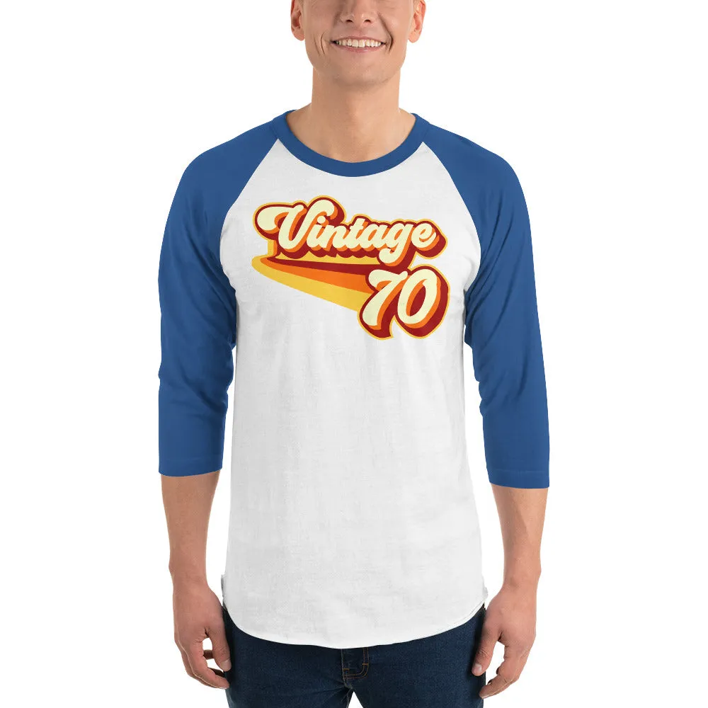 Vintage 1970 Warm Retro Lines 3/4 sleeve raglan shirt