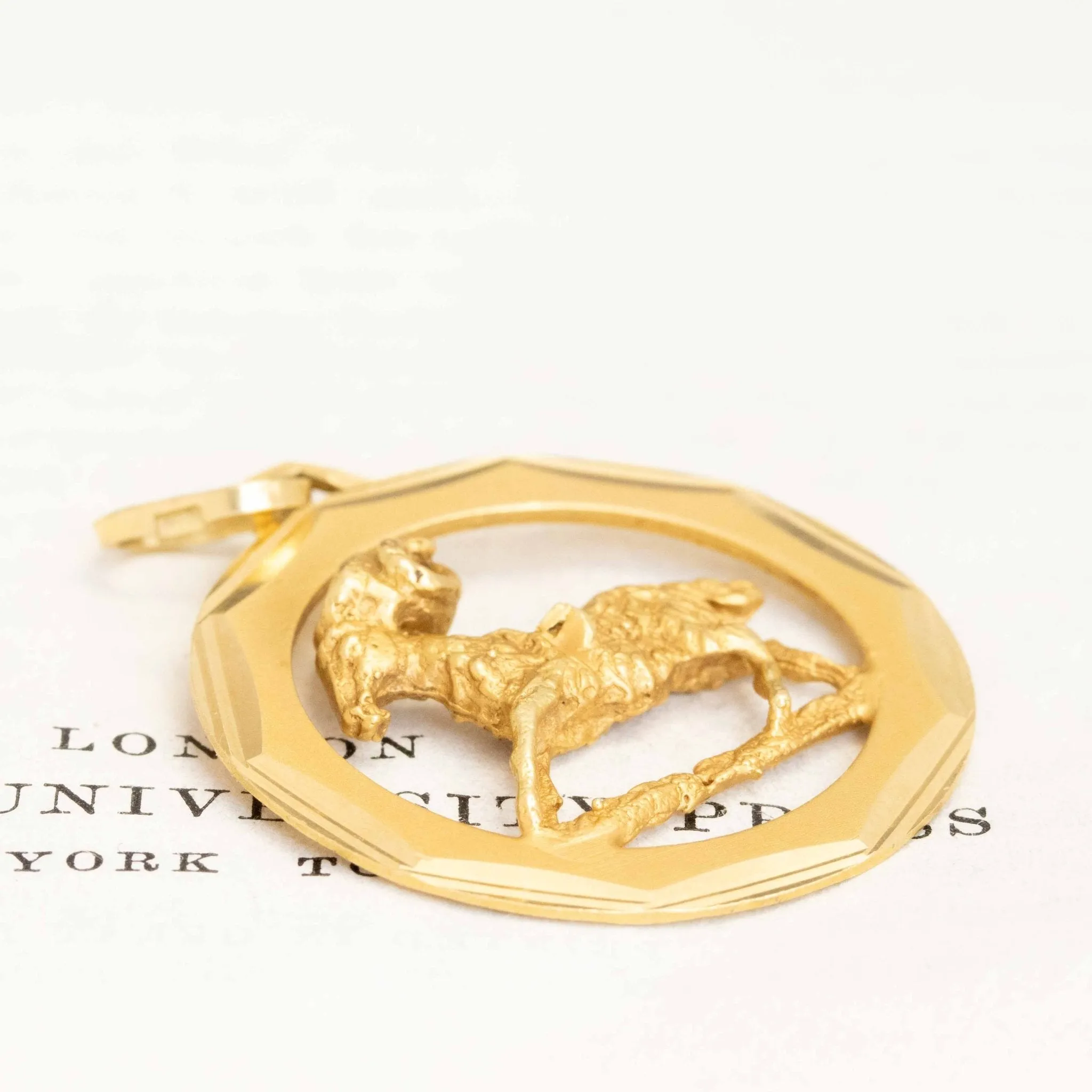 Vintage Aries Circle Pendant, Italian