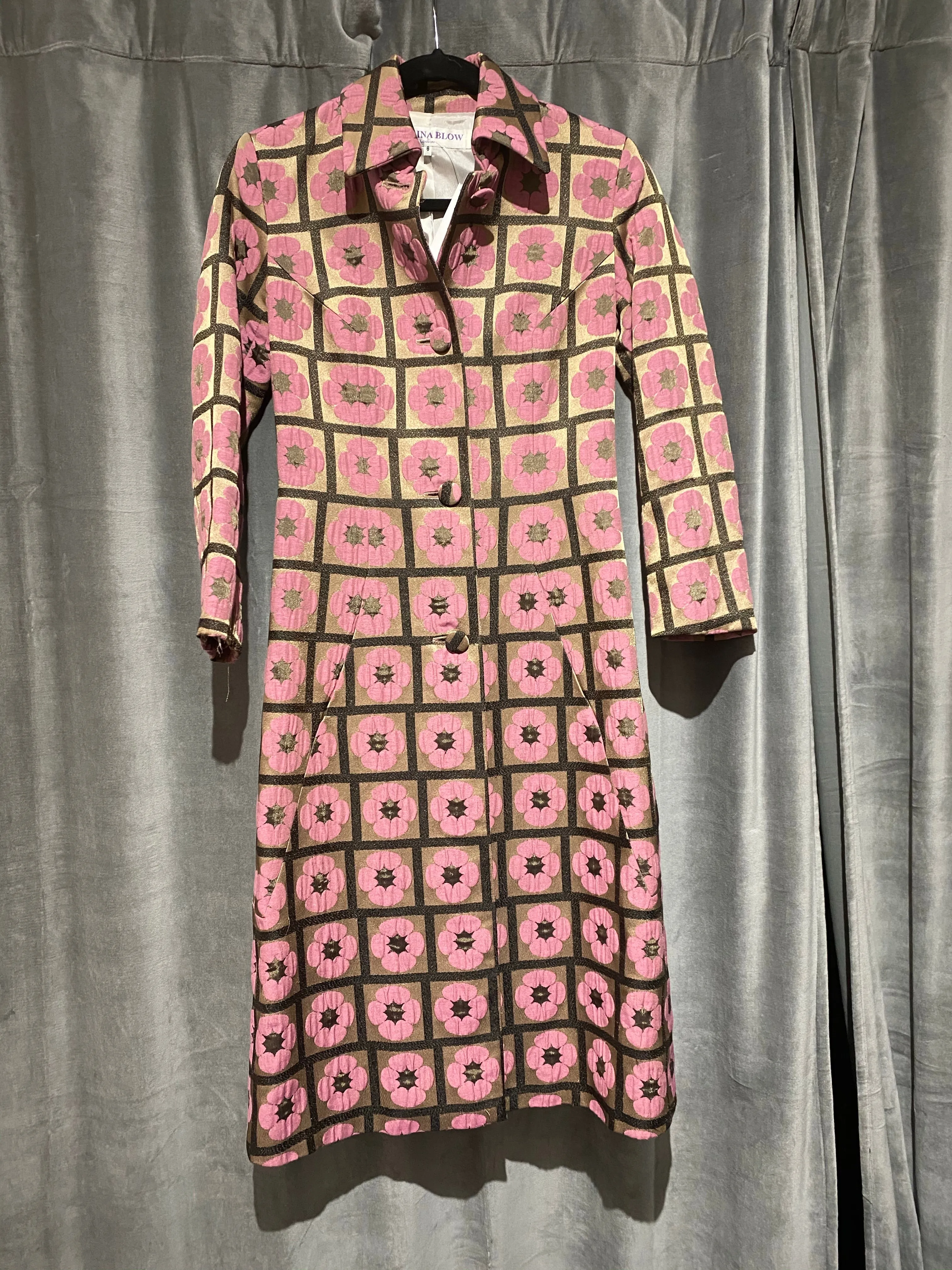 Vintage: Selina Blow London Collared Tan and Pink Floral Coat
