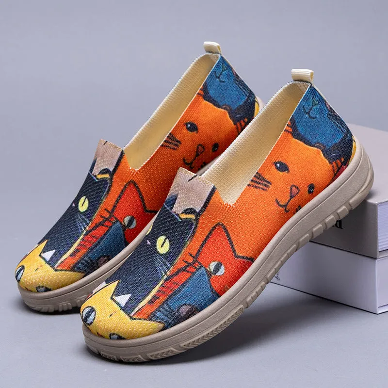 Vintage Style Knitted Espadrilles for Women in Cute Pattern