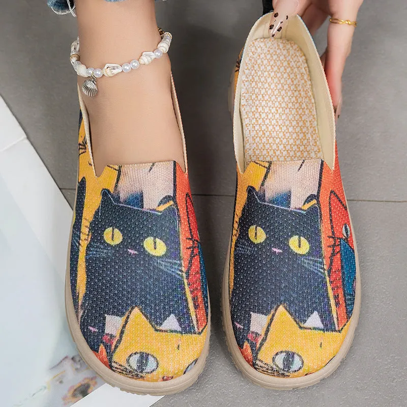 Vintage Style Knitted Espadrilles for Women in Cute Pattern