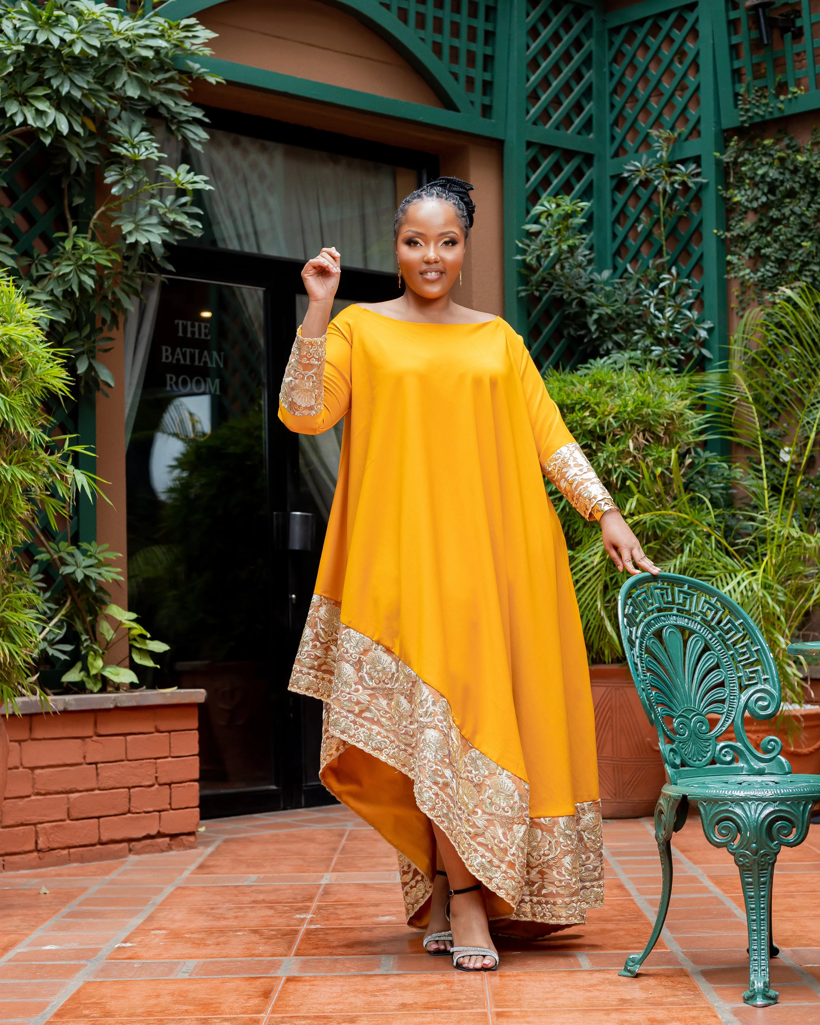 Waondo Arabic Dress Assymetrical - Mustard Yellow