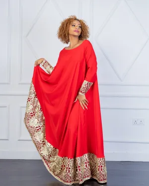 Waondo Arabic Dress Assymetrical- Red