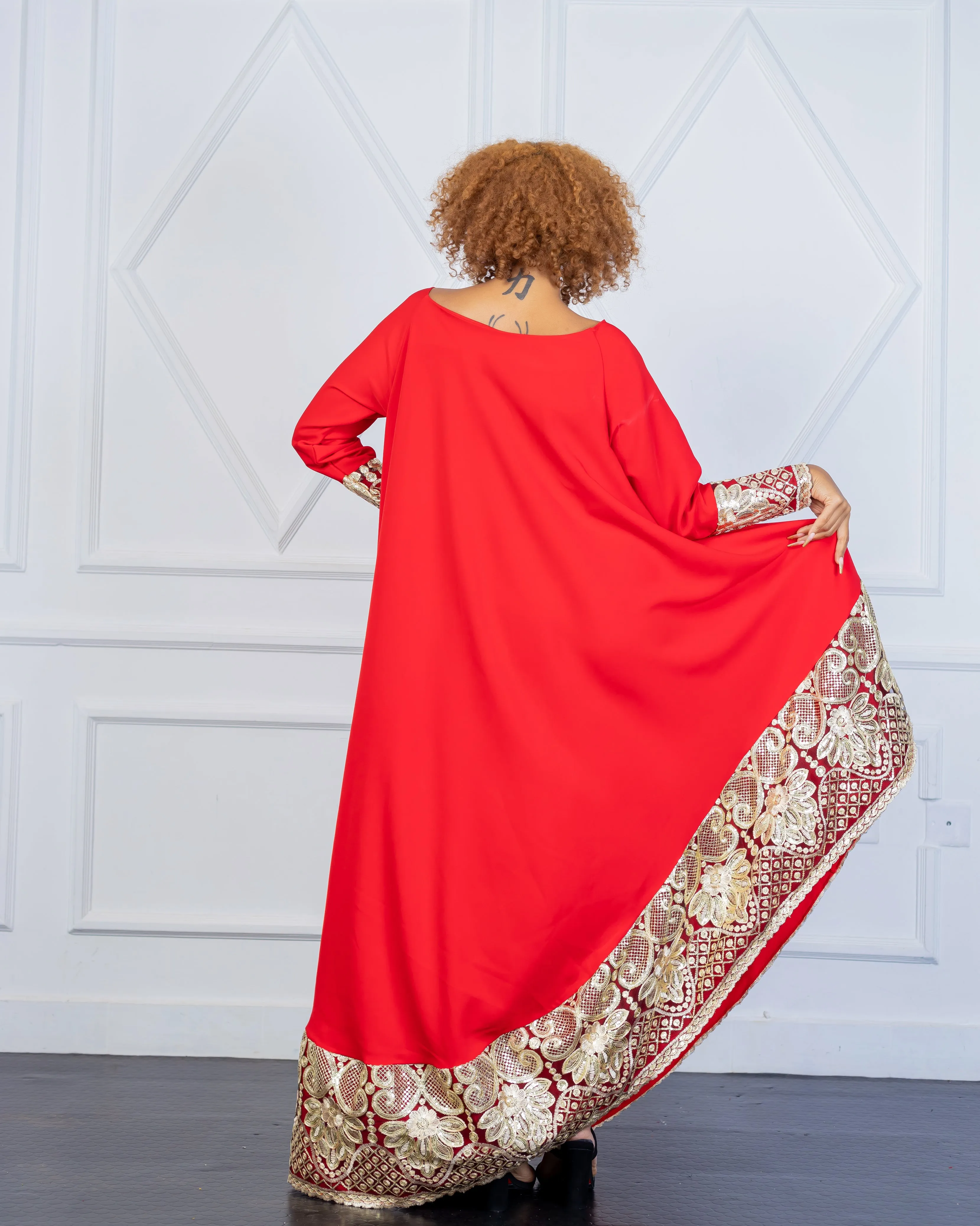 Waondo Arabic Dress Assymetrical- Red