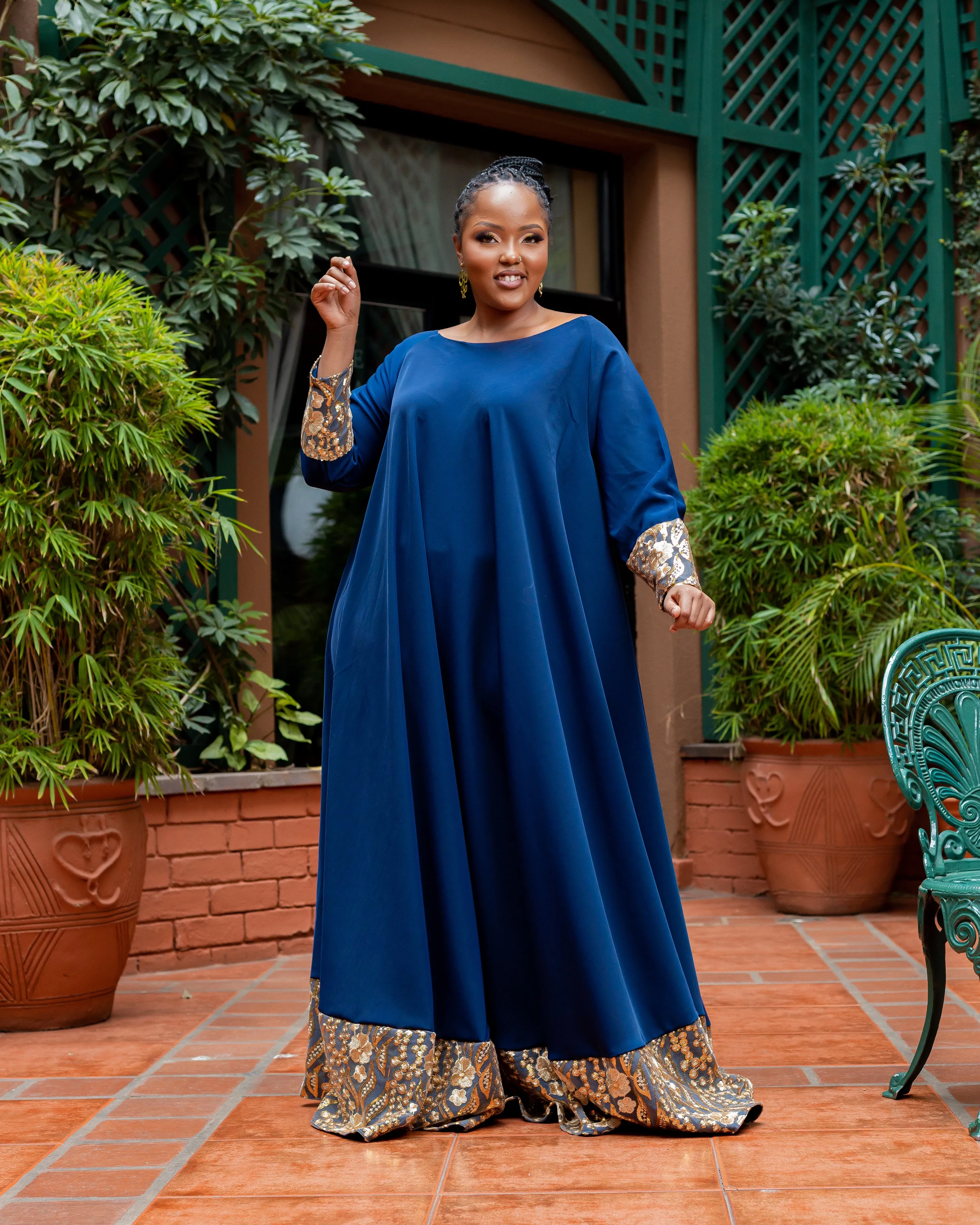 Waondo Arabic Dress Same Level- Navy Blue