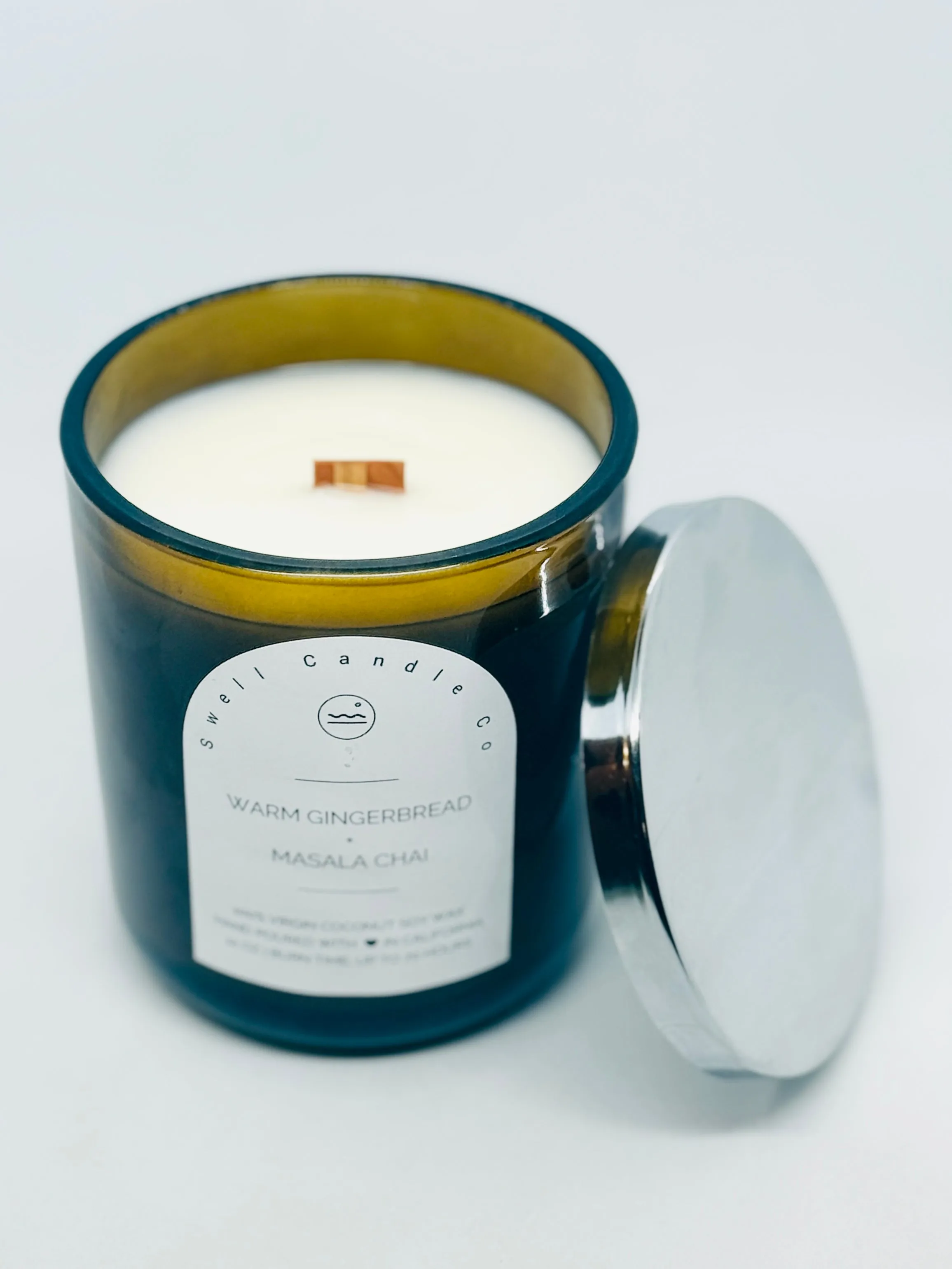 Warm Gingerbread   Masala Chai Coconut Soy Candle with Wooden Wick