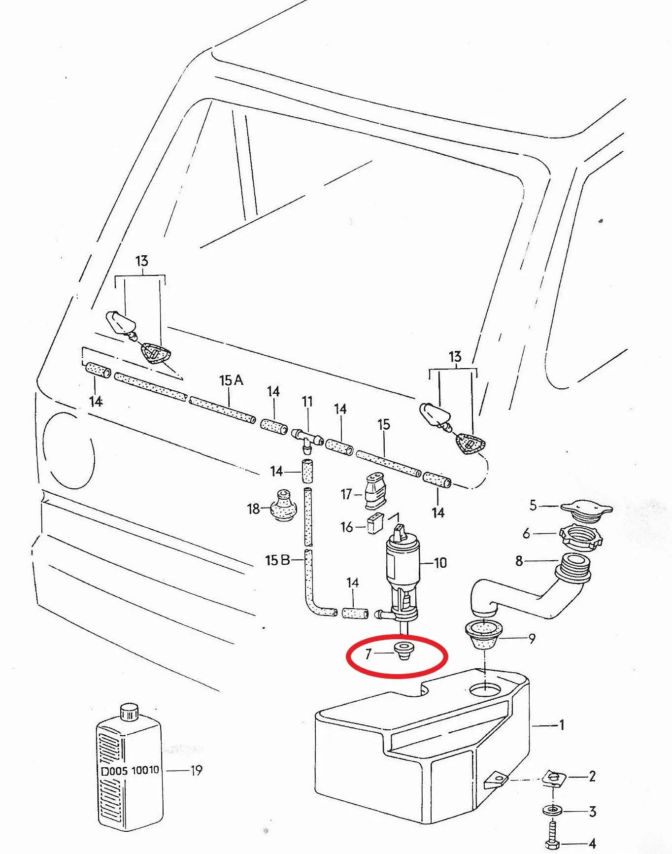 Washer pump grommet