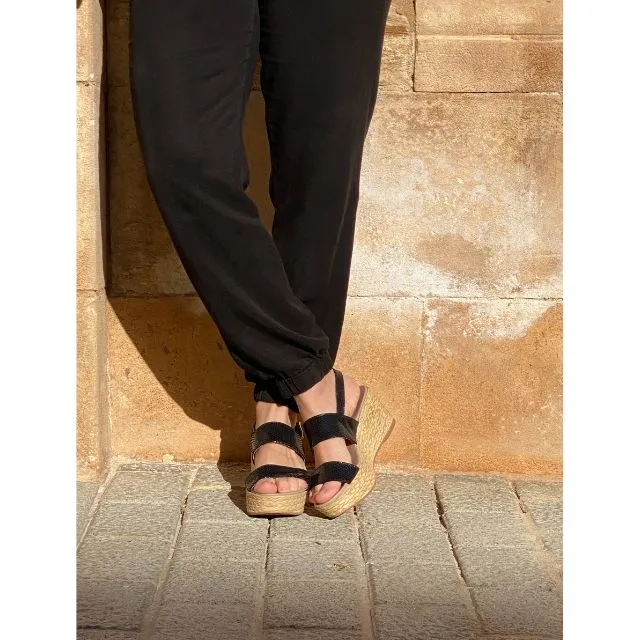 Wedges | Vintage Black Double Strap (Padded)