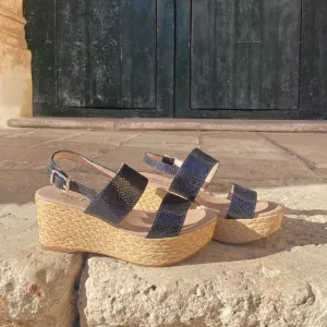 Wedges | Vintage Black Double Strap (Padded)