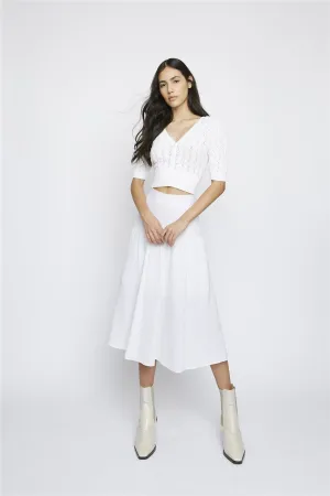 White V-Neck Crop-Cardigan