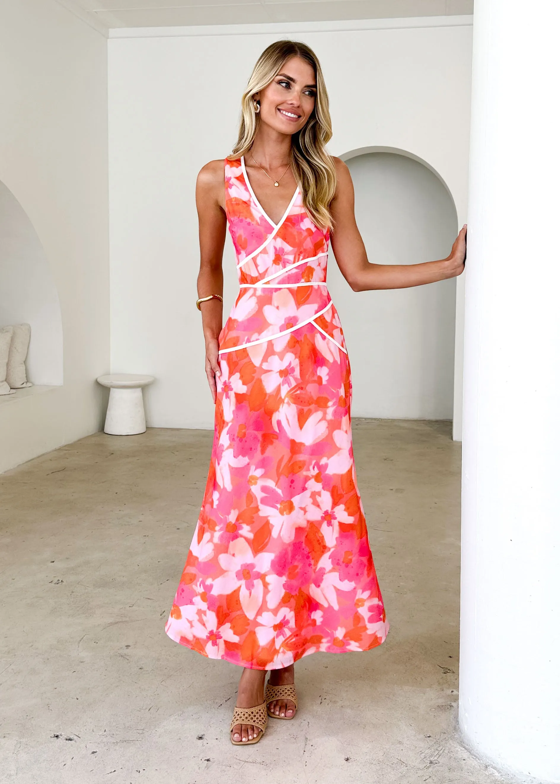 Whitley Maxi Dress - Pink Abstract